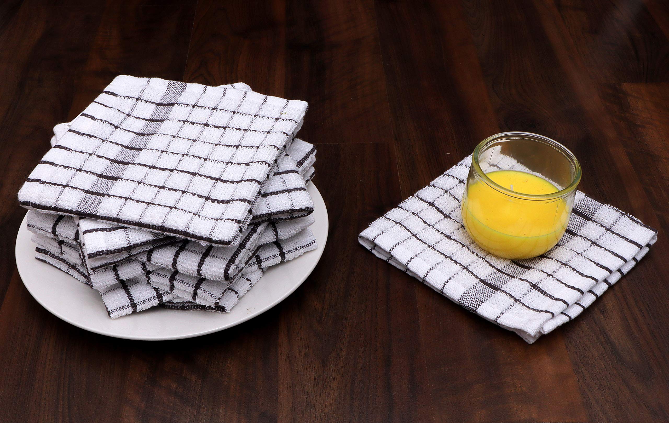 Amour Infini Terry Kitchen Dish Cloths Set Of 8 - Ultra Soft Highly Absorbent Quick Drying Dish Rags - 12X12 Inch Dishcloths For