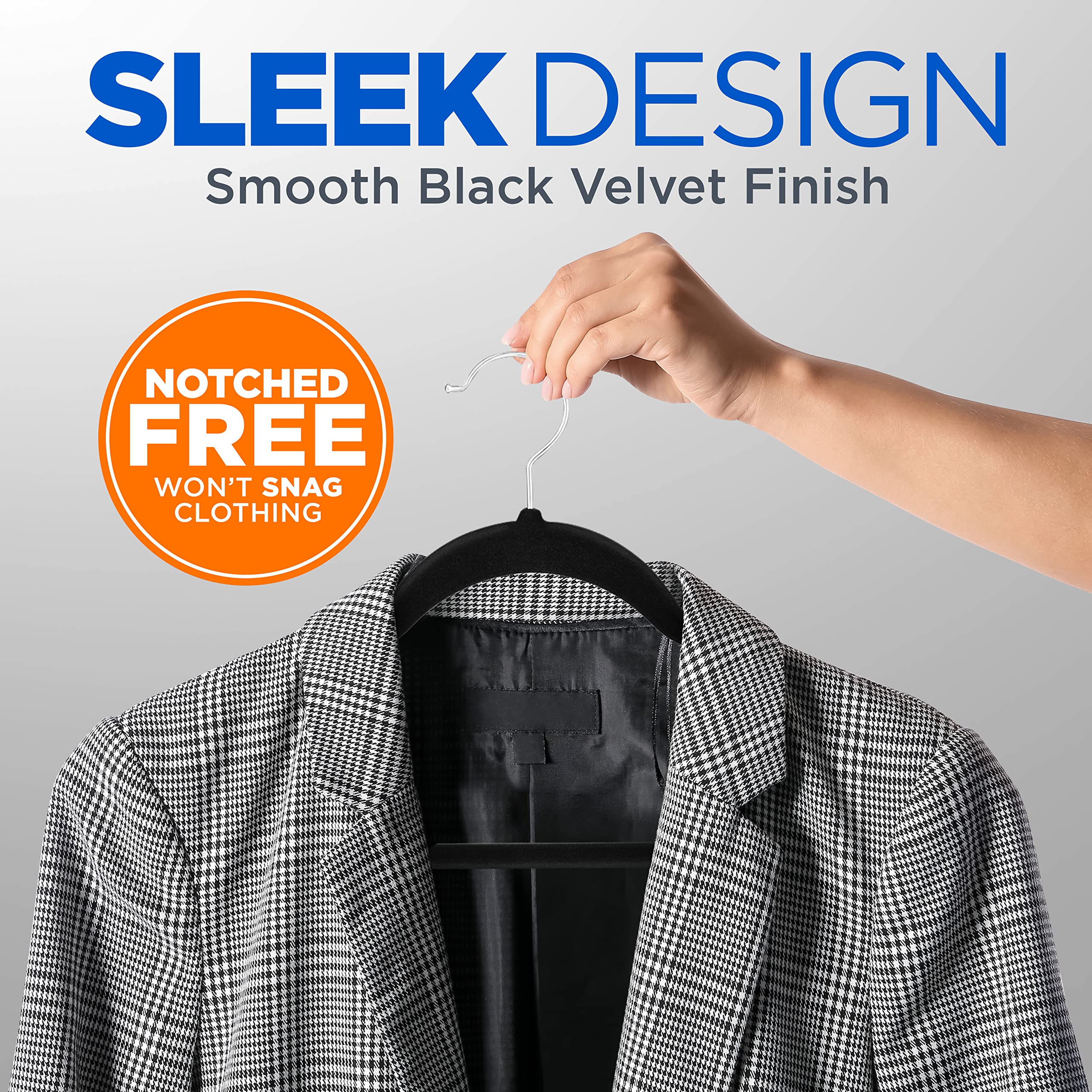 Serenelife Premium Non-Slip Velvet Hangers-Space Saving Heavy Duty Slim Suit Clothes Hanger Set With 360 Degree Swivel Metal Hoo