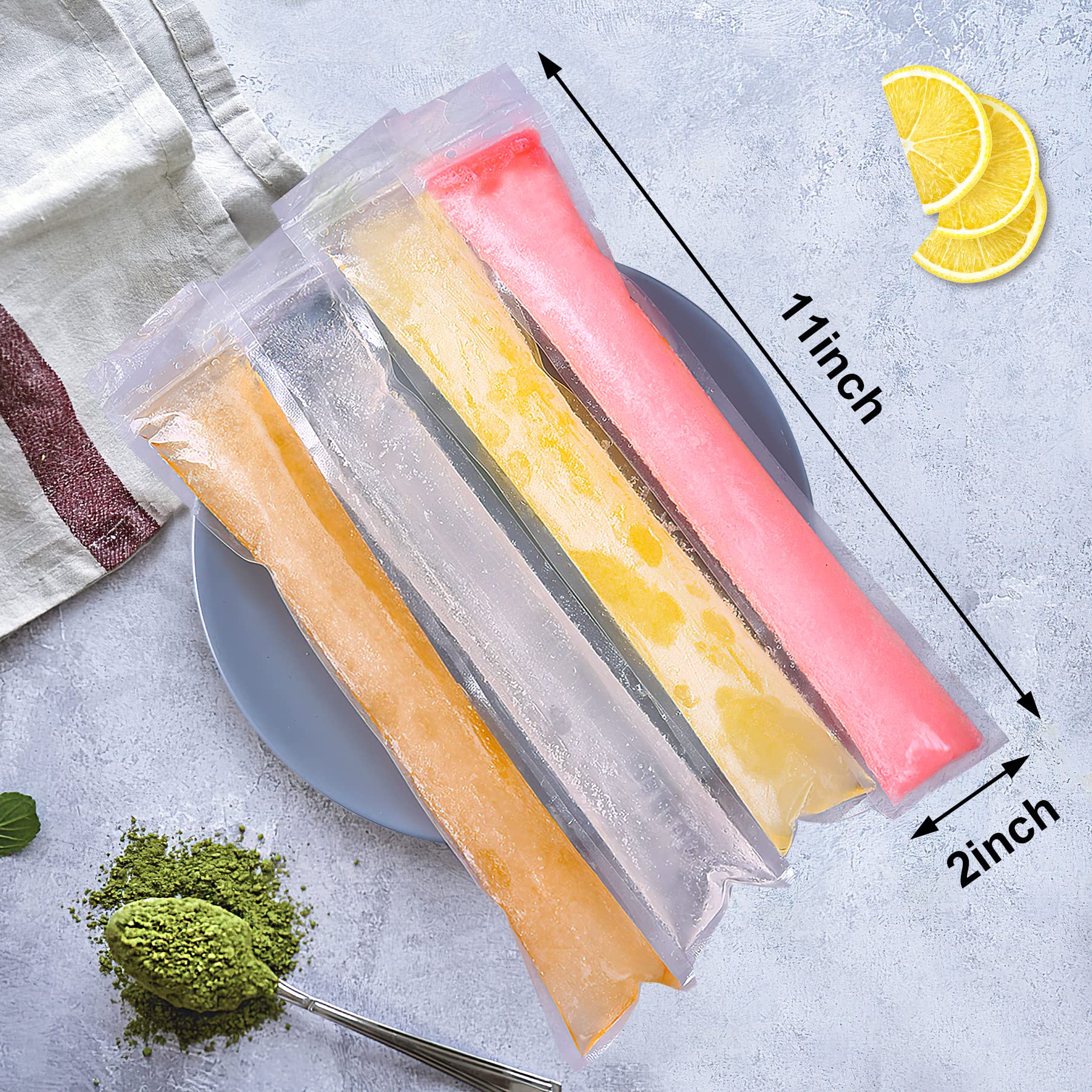 Febsnow 120 Disposable Ice Popsicle Mold Bags Freezer Tubes With Zip Seals For Healthy Snacks,Yogurt Sticks,Juice & Fruit Smooth