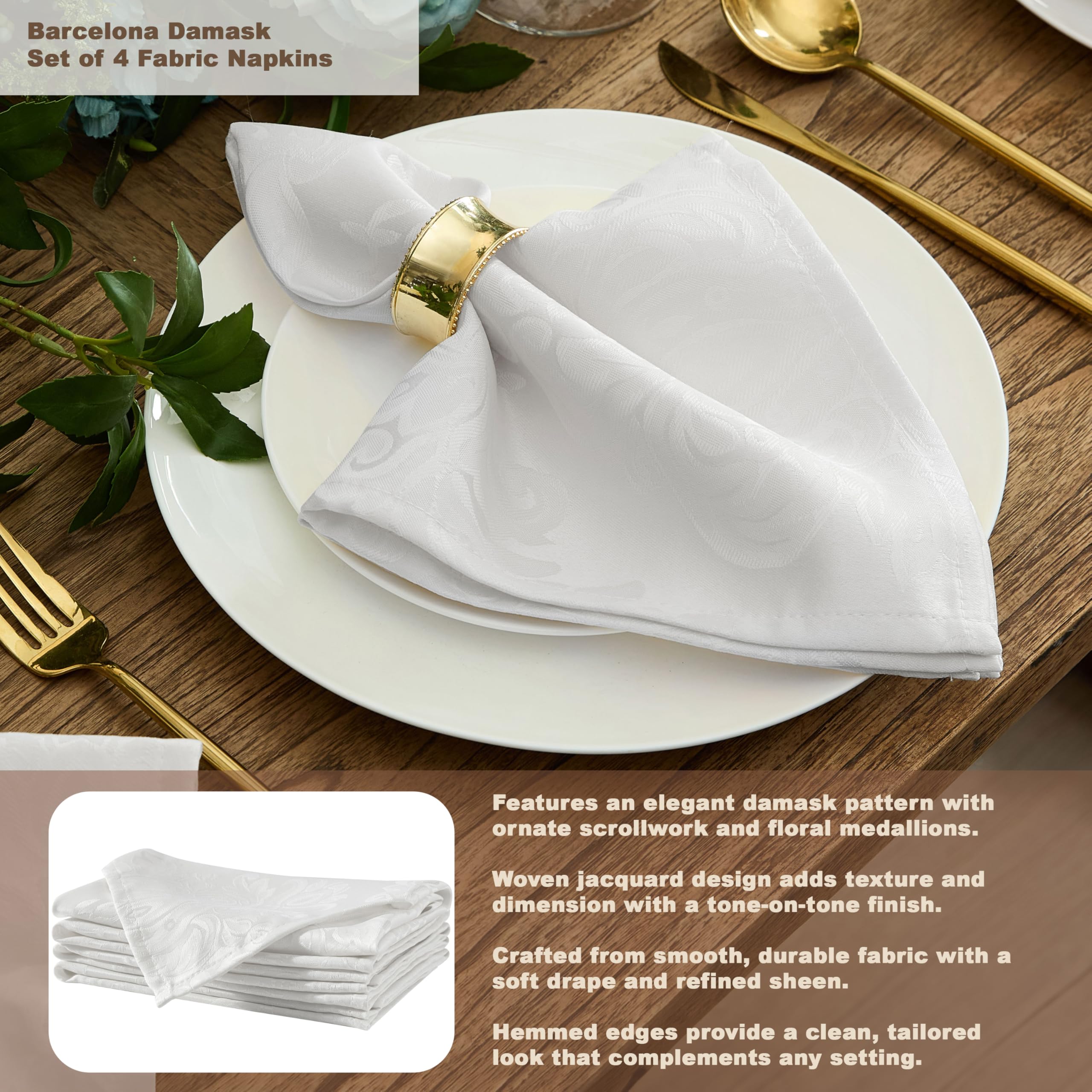 Newbridge Barcelona Luxury Damask Fabric Tablecloth, 100% Polyester, N ...