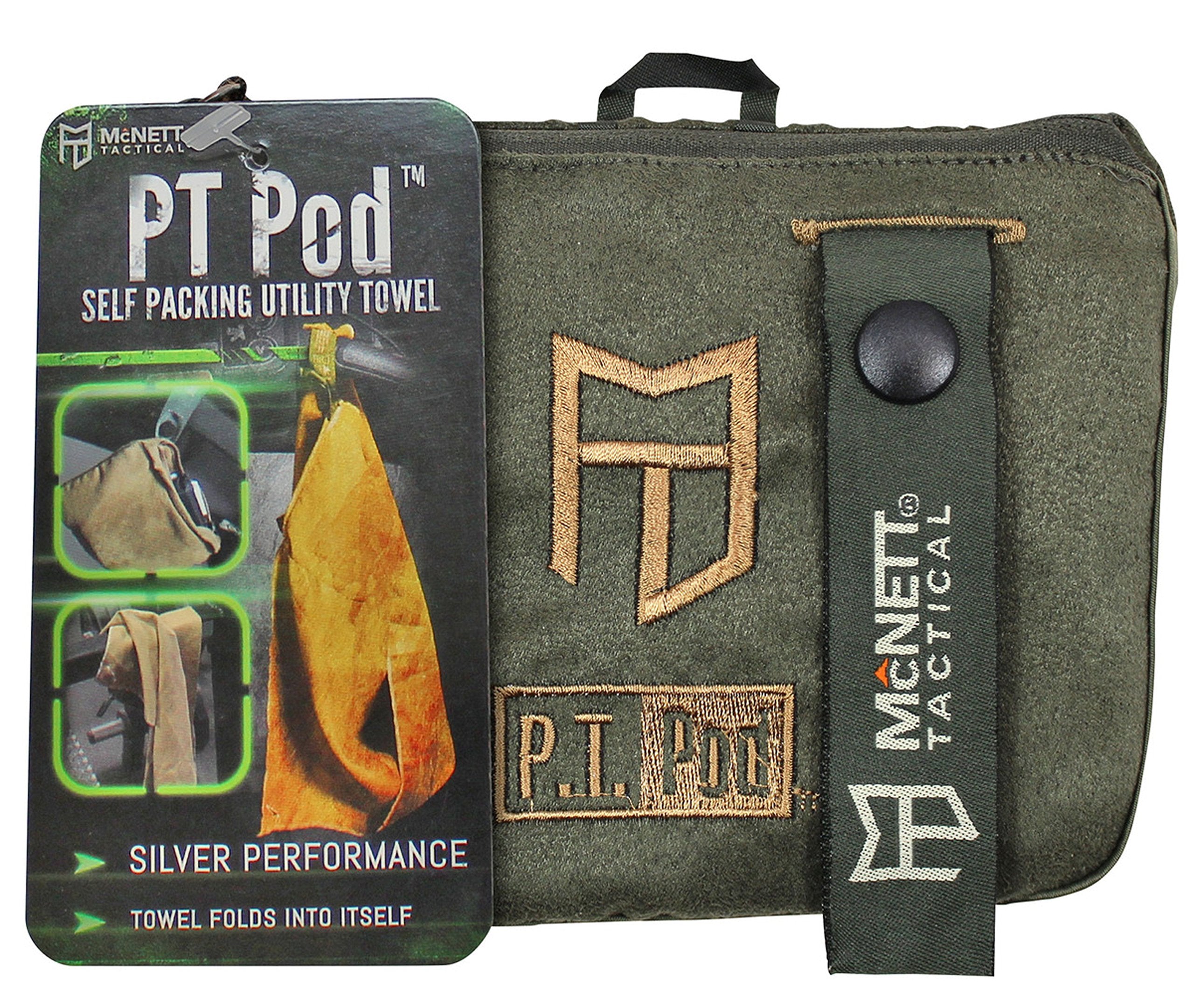 Gear Aid Mcnett Tactical Pt Pod Microfiber Towel For Workouts And Fitness, 20'' X 32'', Od Green