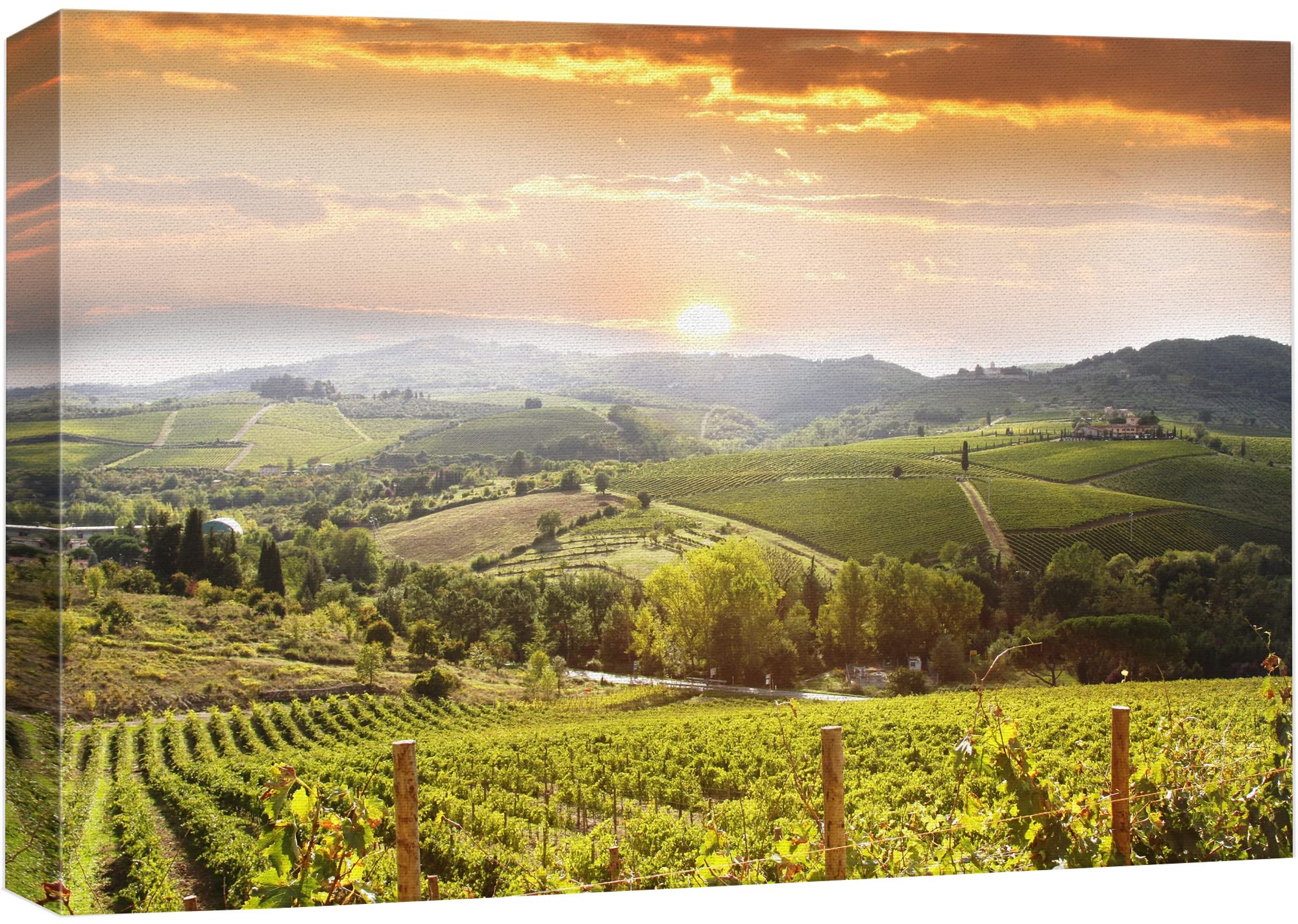 Wall26 Canvas Print Wall Art Vineyard Landscape In Tuscany, Italy Nature Wilderness Photography Modern Art Rustic Scenic Colorfu