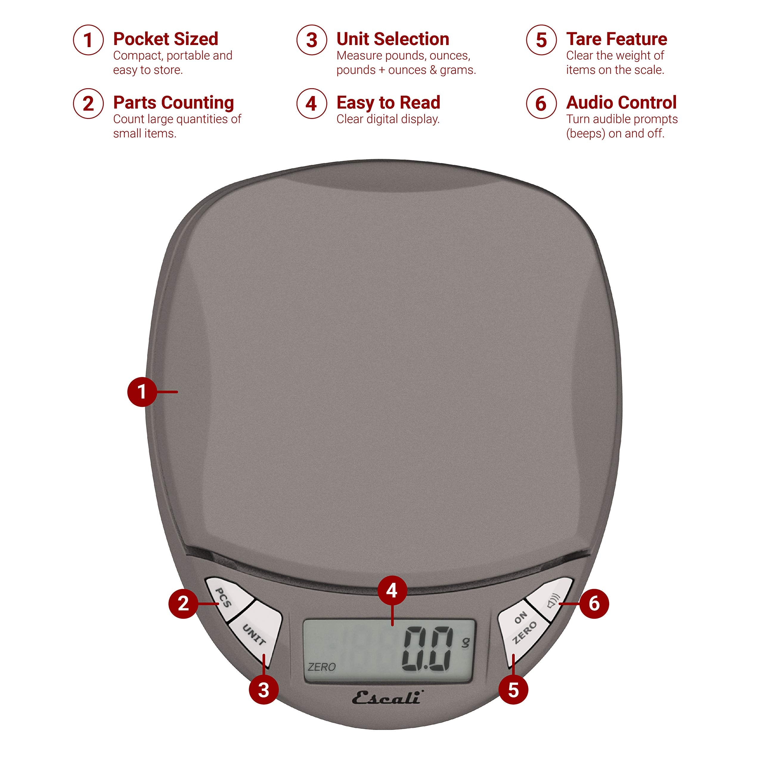 Escali Pico Pr500S Precision Kitchen Food Scale For Baking And Cooking, Lightweight And Durable Design, Lcd Digital Display, Lif