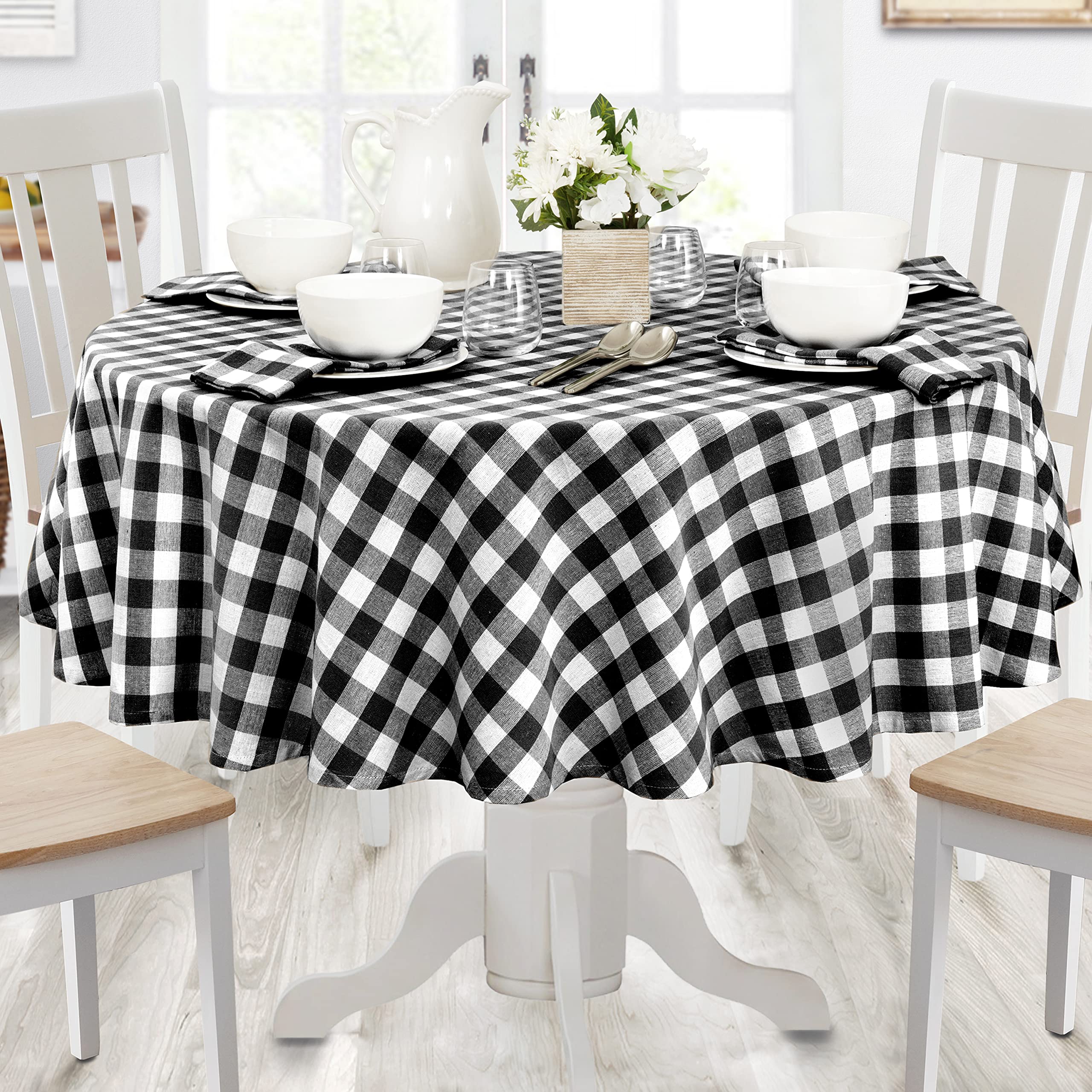 Home Bargains Plus Country Rustic Buffalo Plaid Cotton Fabric Tablecloth, Checkered Cottage Gingham Easy Care Tablecloth, 70