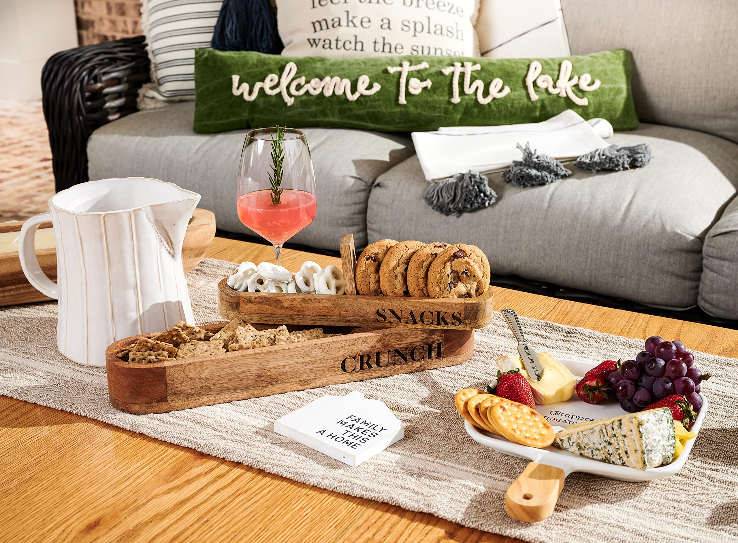 Mud Pie Homemade Cheese Set, Server 11'' X 8'' | Spreader 5 1/2'', White