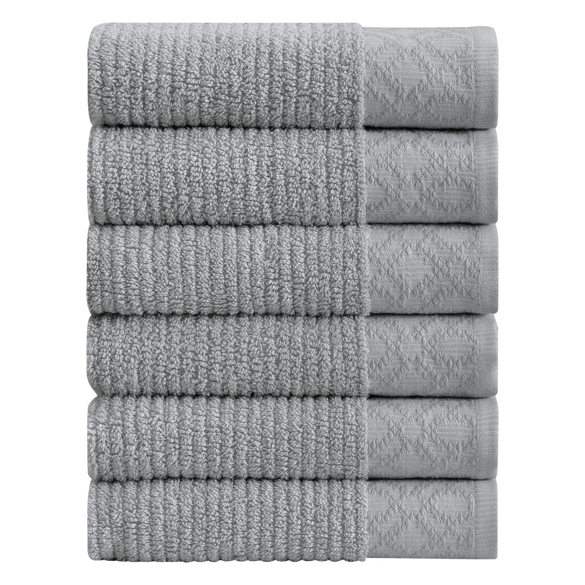 Market & Place 100% Cotton Luxury Hand Towel Set  Super Soft And Highly Absorbent  Textured Decorative Border  Includes 6 Hand T