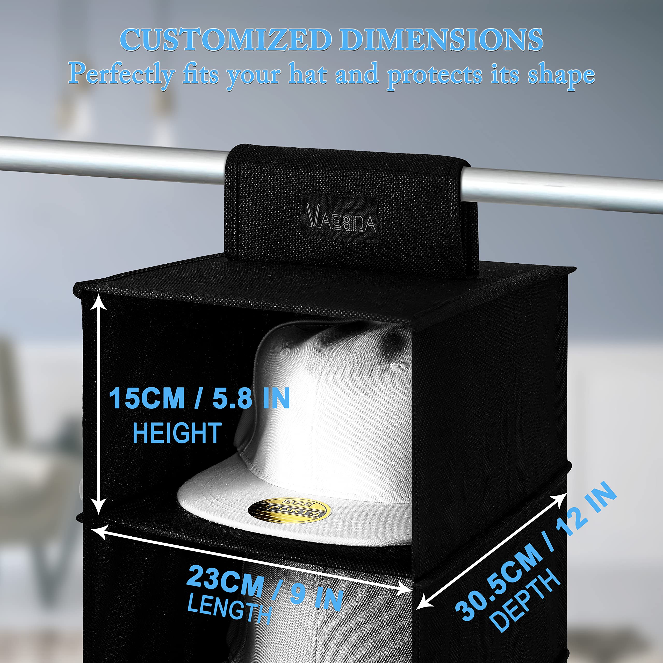 VAESIDA Hat Rack for Closet  10 Shelf Hanging Hat Organizer for Baseball Caps Storage  Hat Holder Organizer for Hat Display  Best Space Saving Hat Racks for Baseball Cap Organizer  Black