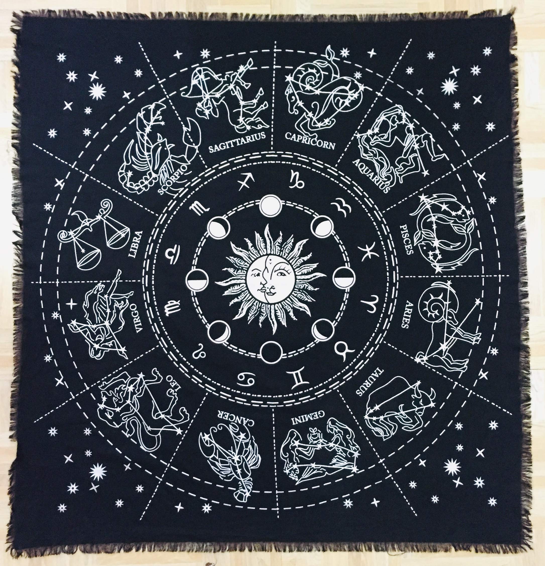 Indian Consigners Altar Cloth Zodiac Witchcraft Alter Tarot Spread Top Cloth Wiccan Square Spiritual 24 By 24 Sacred Cloth Unive