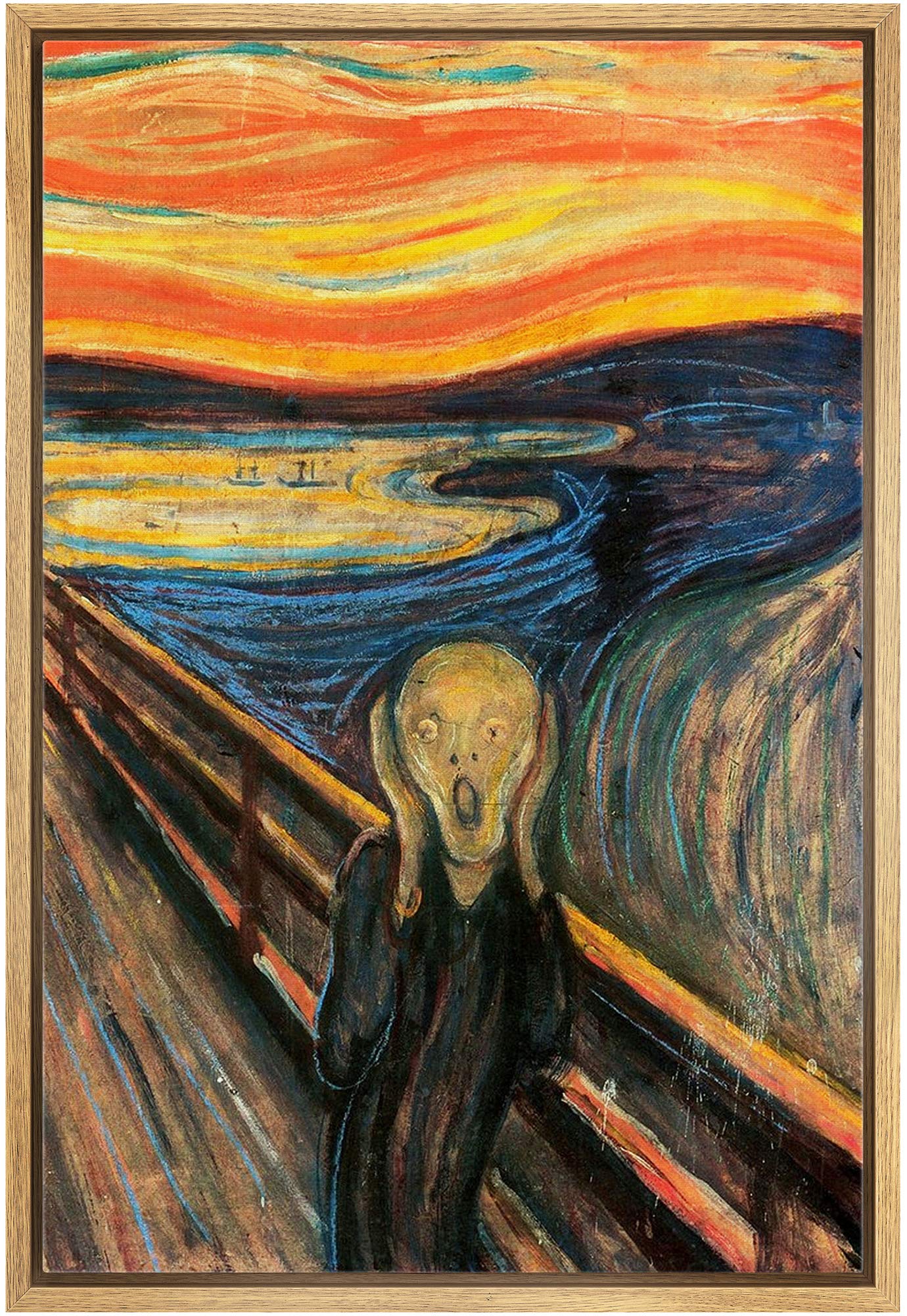 Nwt Framed Canvas Print Wall Art Edvard Munch'S The Scream Decorative Historic Oil Painting Baroque Traditional Scenic Colorful