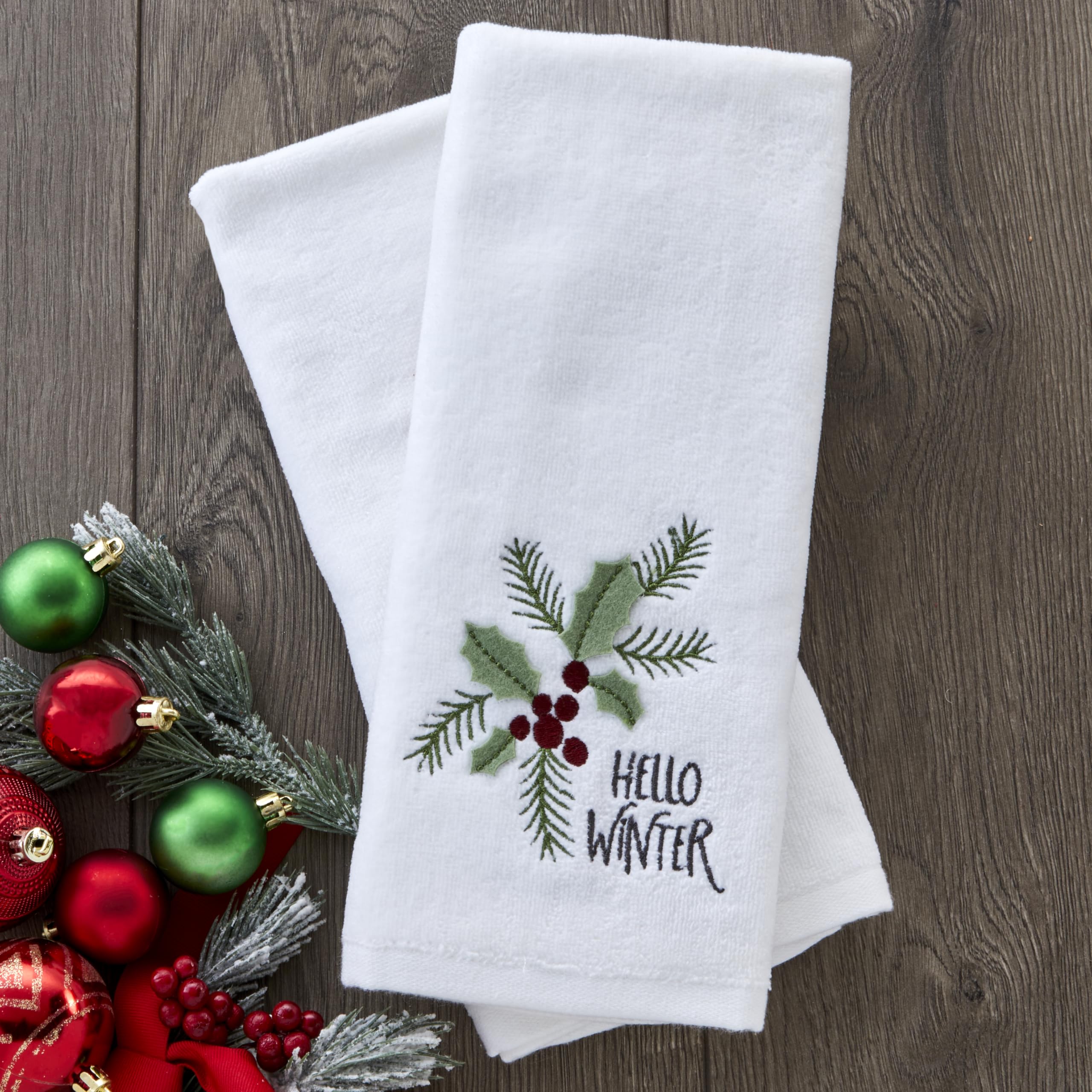 Skl Home Hello Winter Holly 3D Hand Towel Set