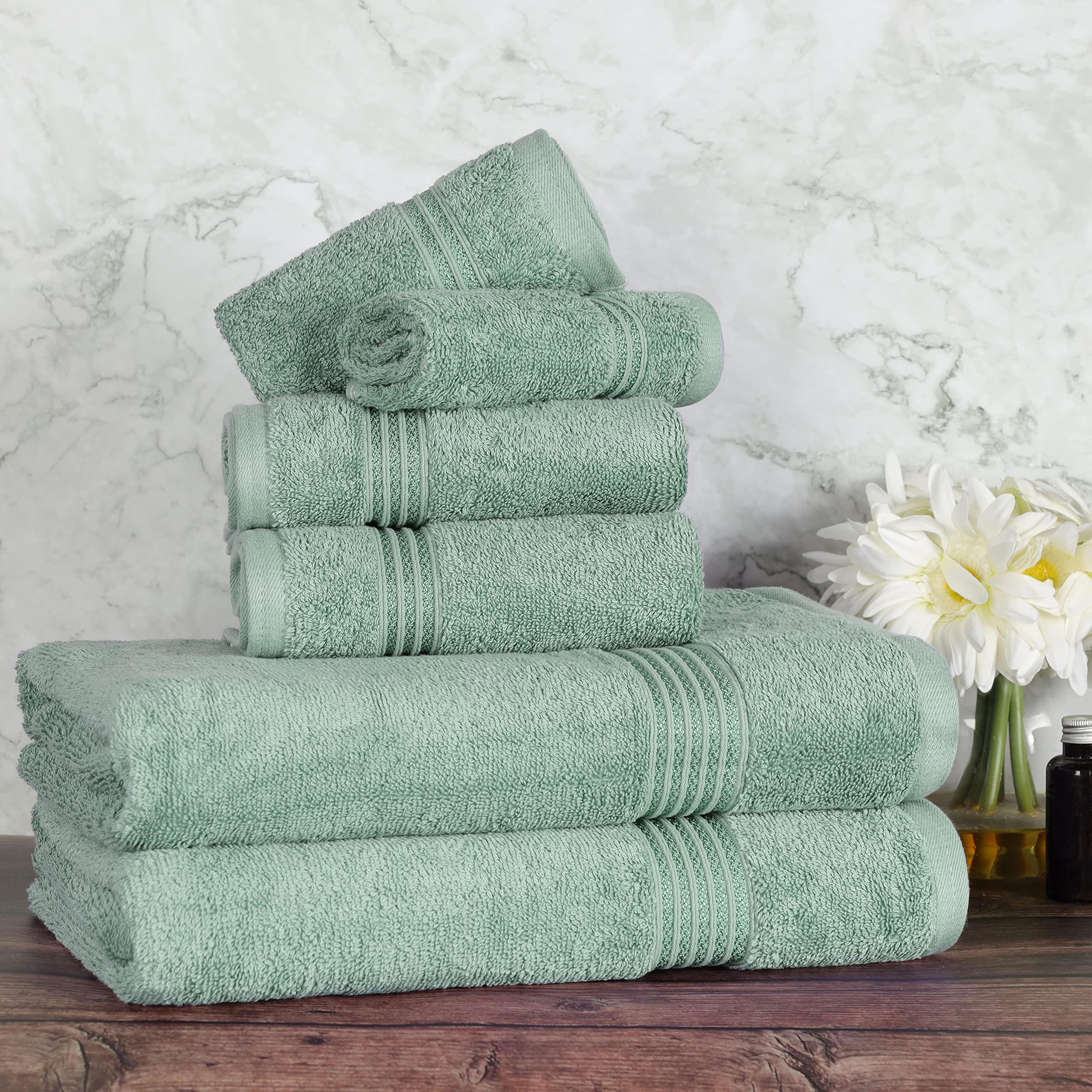 Superior Egyptian Cotton 6-Piece Towel Set, Bathroom Essentials, Towels For Bathroom, Apartment, Airbnb, Guest Bath, Face, Hand,