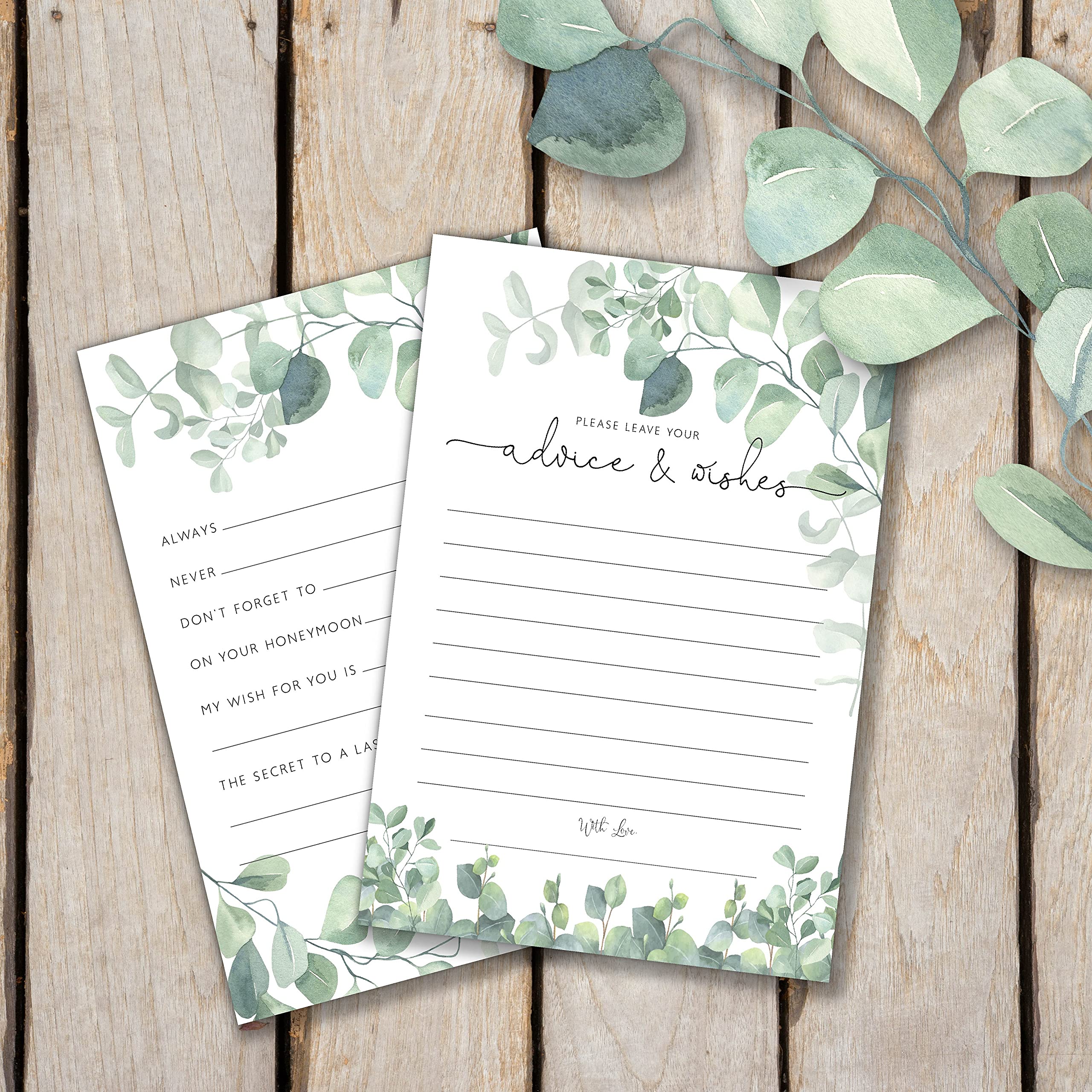 Your Main Event Prints Eucalyptus Advice And Wishes Cards For Bridal Showers, Weddings, And The Bride And Groom - Pack Of 50 5 '