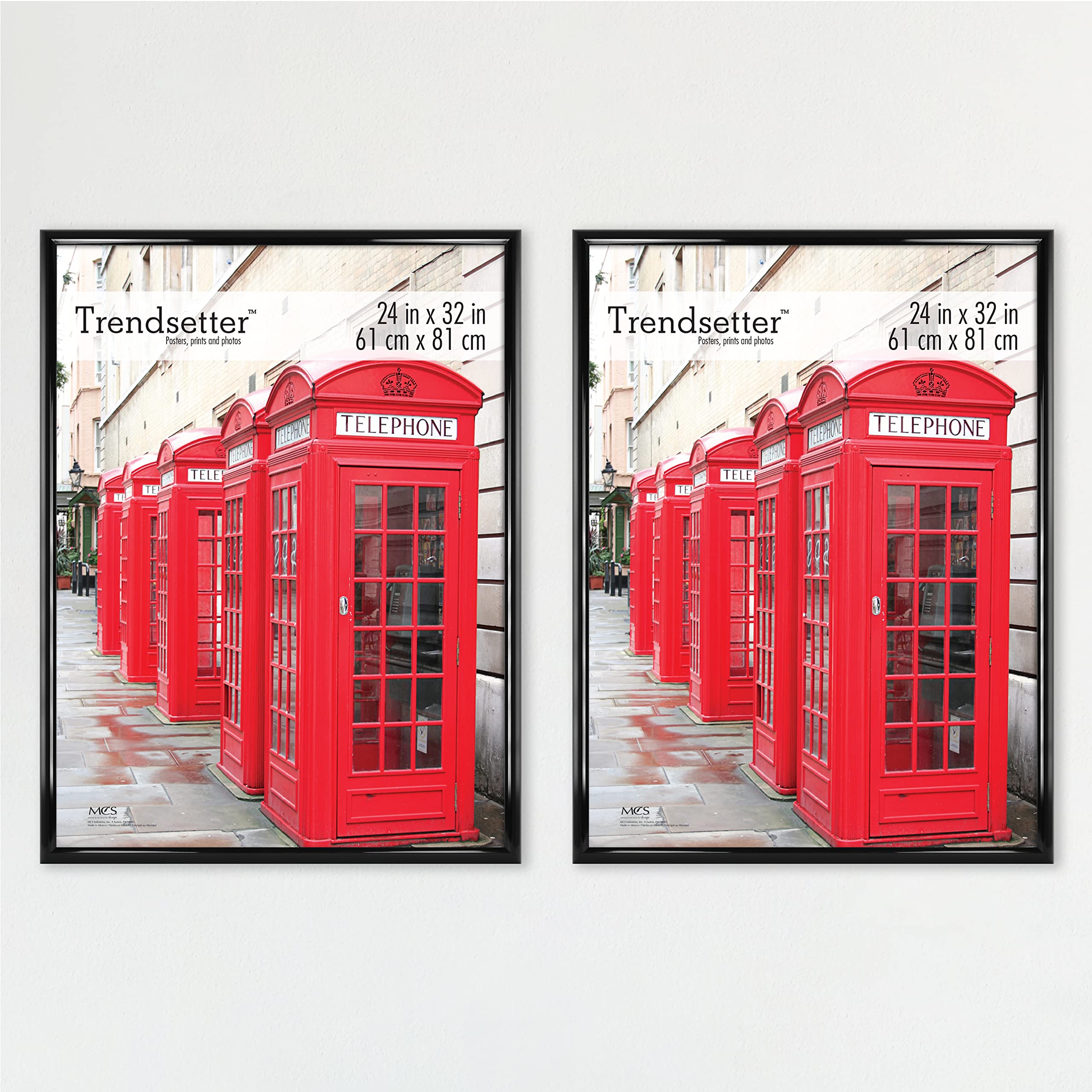 MCS Trendsetter 24x32 Poster Frame Black High-Gloss, Vertical & Horizontal Wall Hanging Large Picture Frame for Photos, Posters 