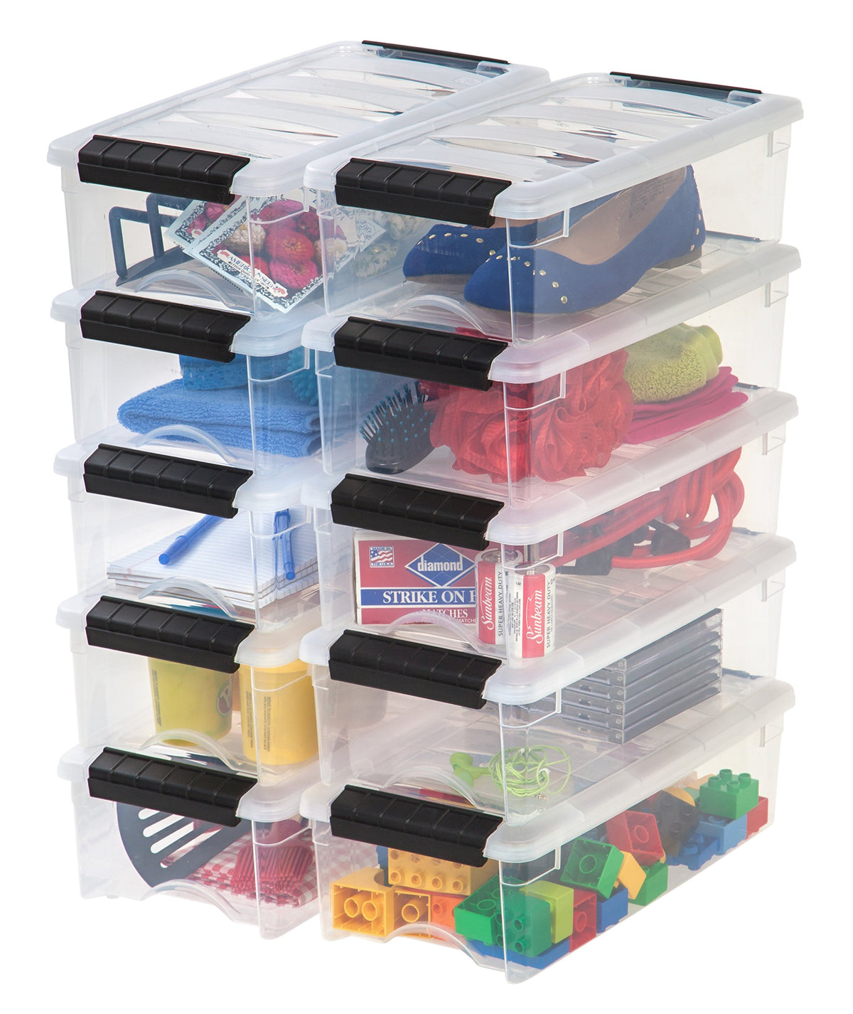 Iris Usa 10 Pack Plastic Storage Container Bin, Clear