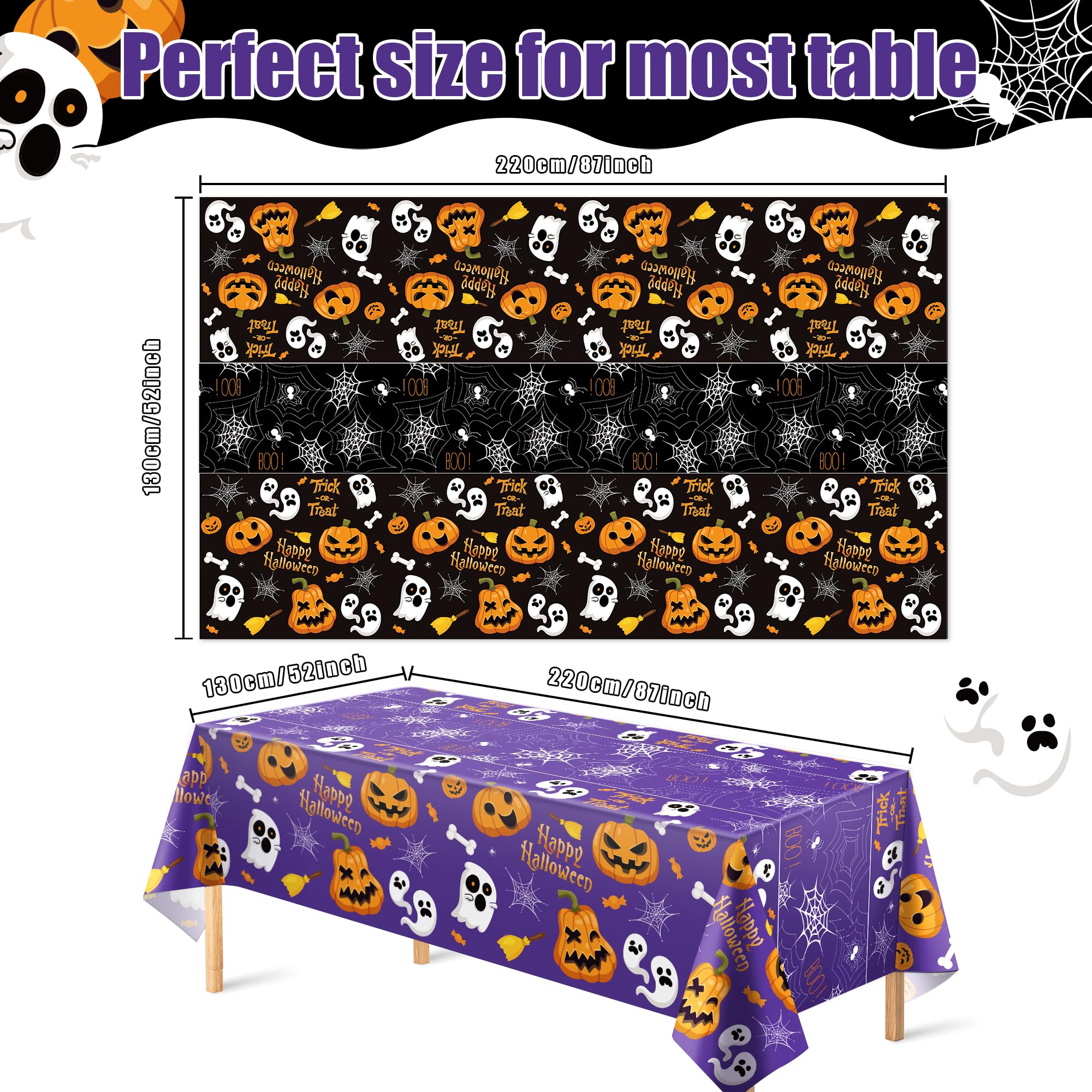 Ohome Halloween Decorations - Halloween Decorations Indoor Outdoor - Disposable Plastic Halloween Tablecloth | Halloween Party D