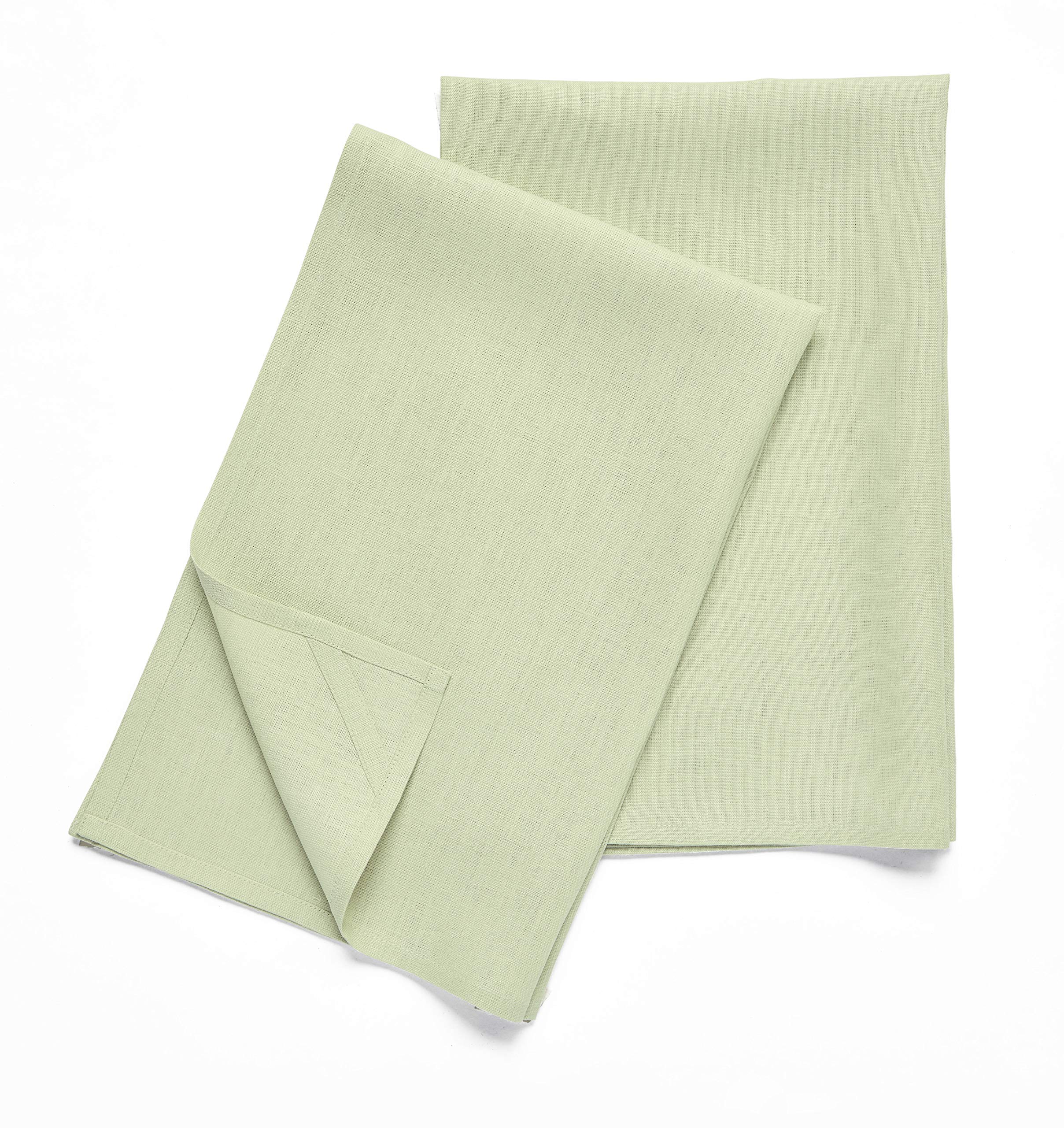 Solino Home Linen Kitchen Towels Set Of 2 - Sage Green 17 X 26 Inch - 100% Pure Linen Kitchen/Tea Towels - Machine Washable And
