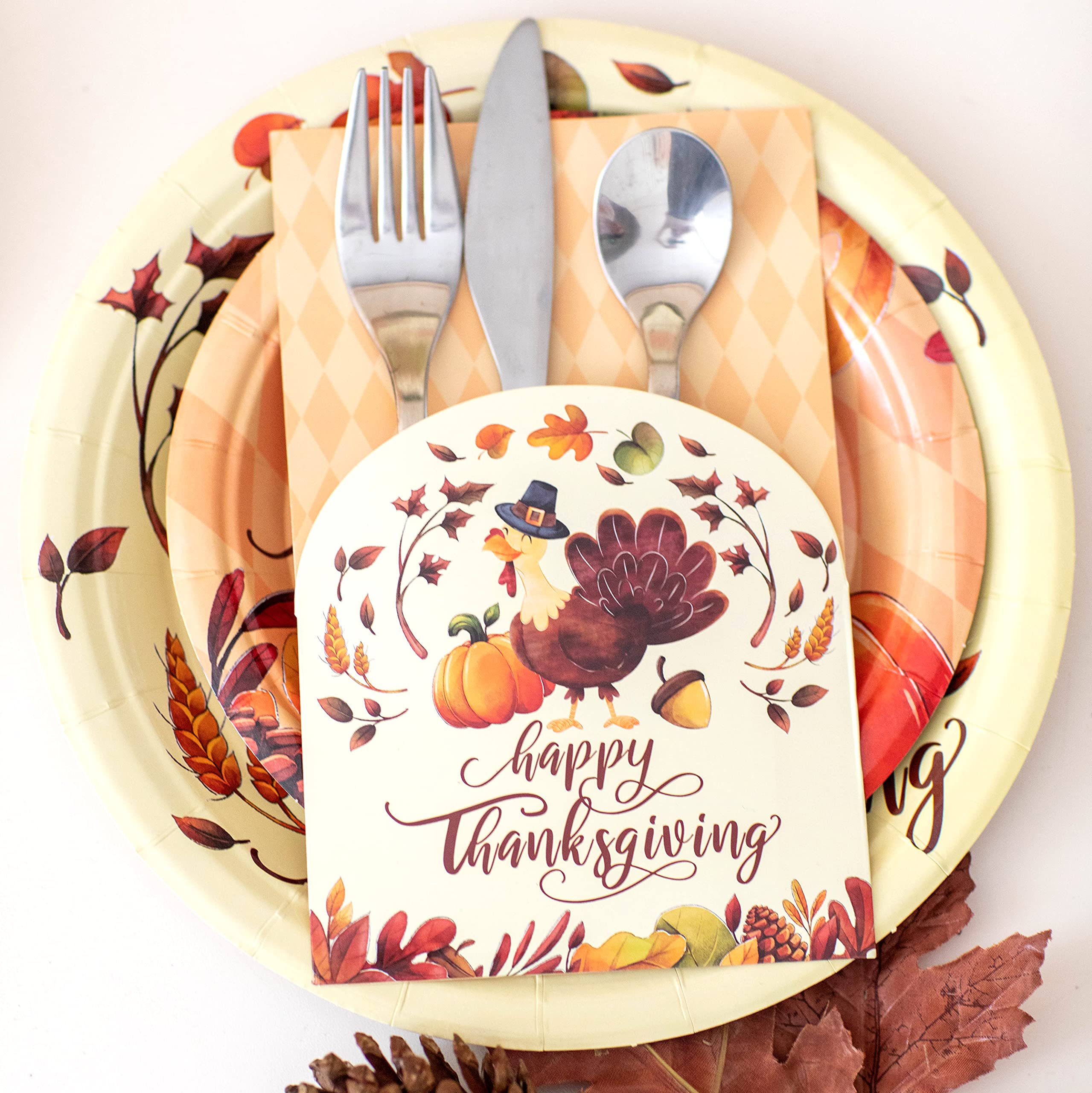 Joyful Toys Thanksgiving Utensil Holder / 24 Pieces Turkey Cutlery Silverware Holder Paper Pocket Set For Thanksgiving Party Sup