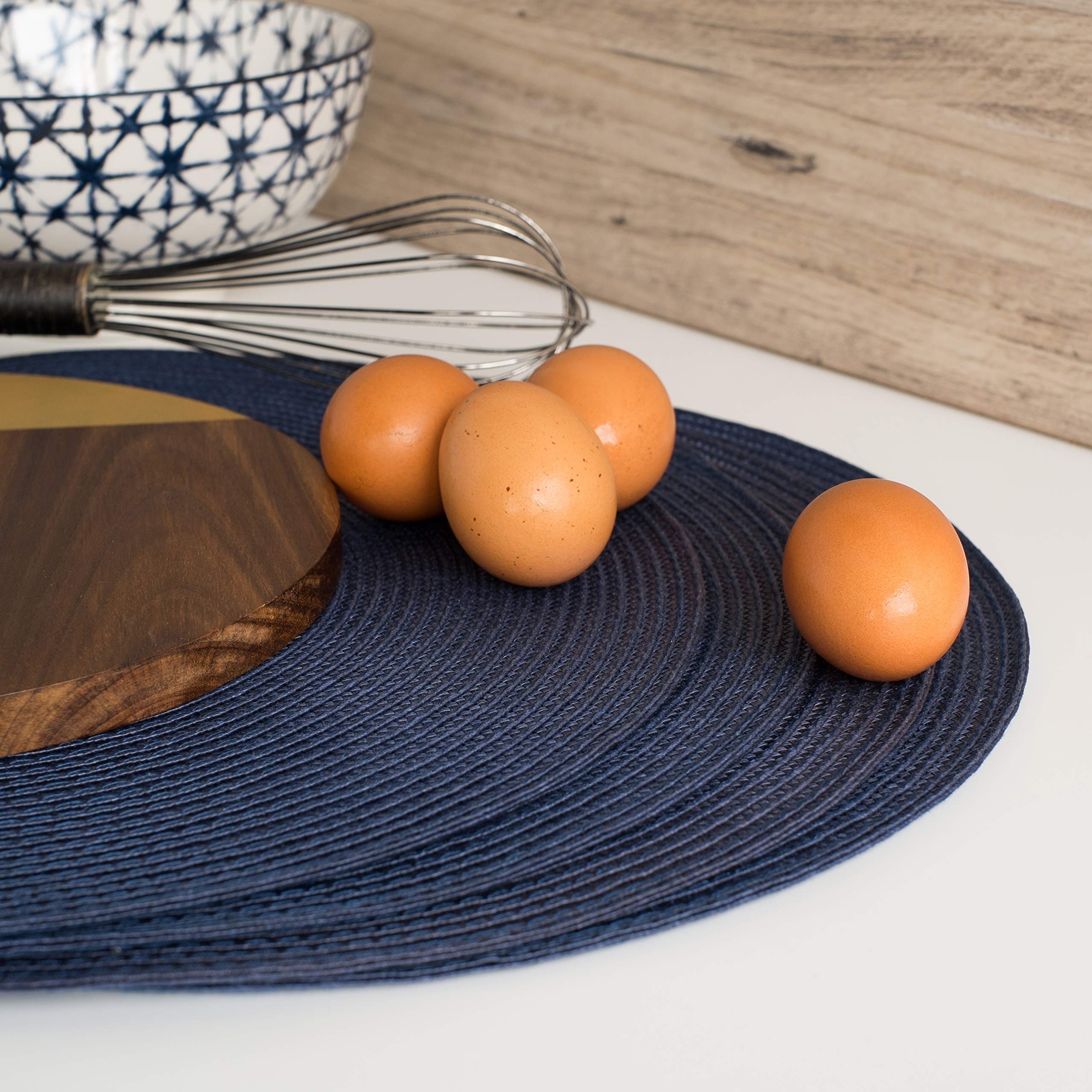 Now Designs Disko Round Placemats  Indigo  Set of 4