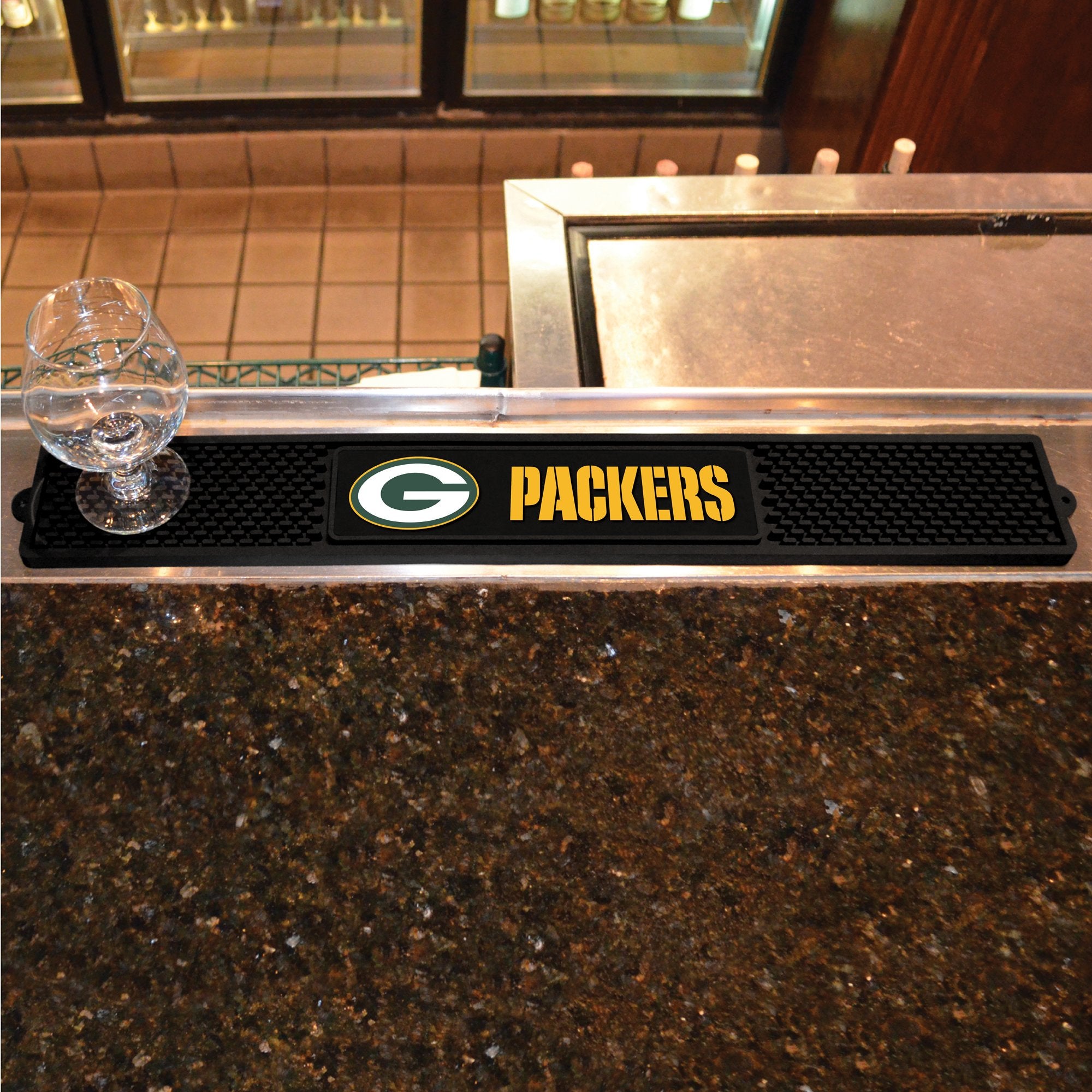 FANMATS Drink Bar Mat - Durable Vinyl Dish Drying Mat, 3.25in x 24in, Green, Model 13986