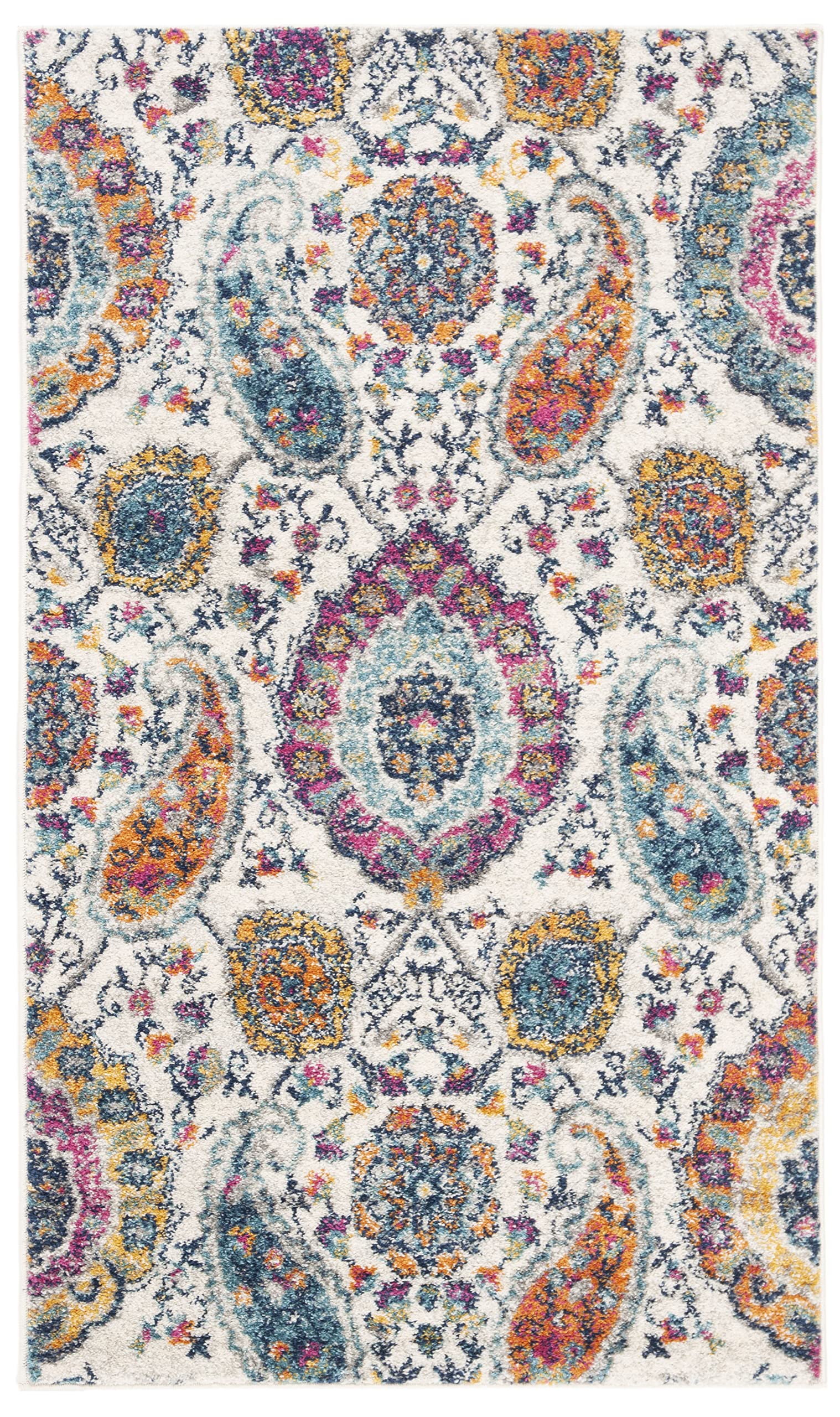 SAFAVIEH Madison Collection 23 x 4 CreamMulti MAD600B Boho Chic Glam Paisley Non-Shedding Entryway Living Room Foyer Bedroom K