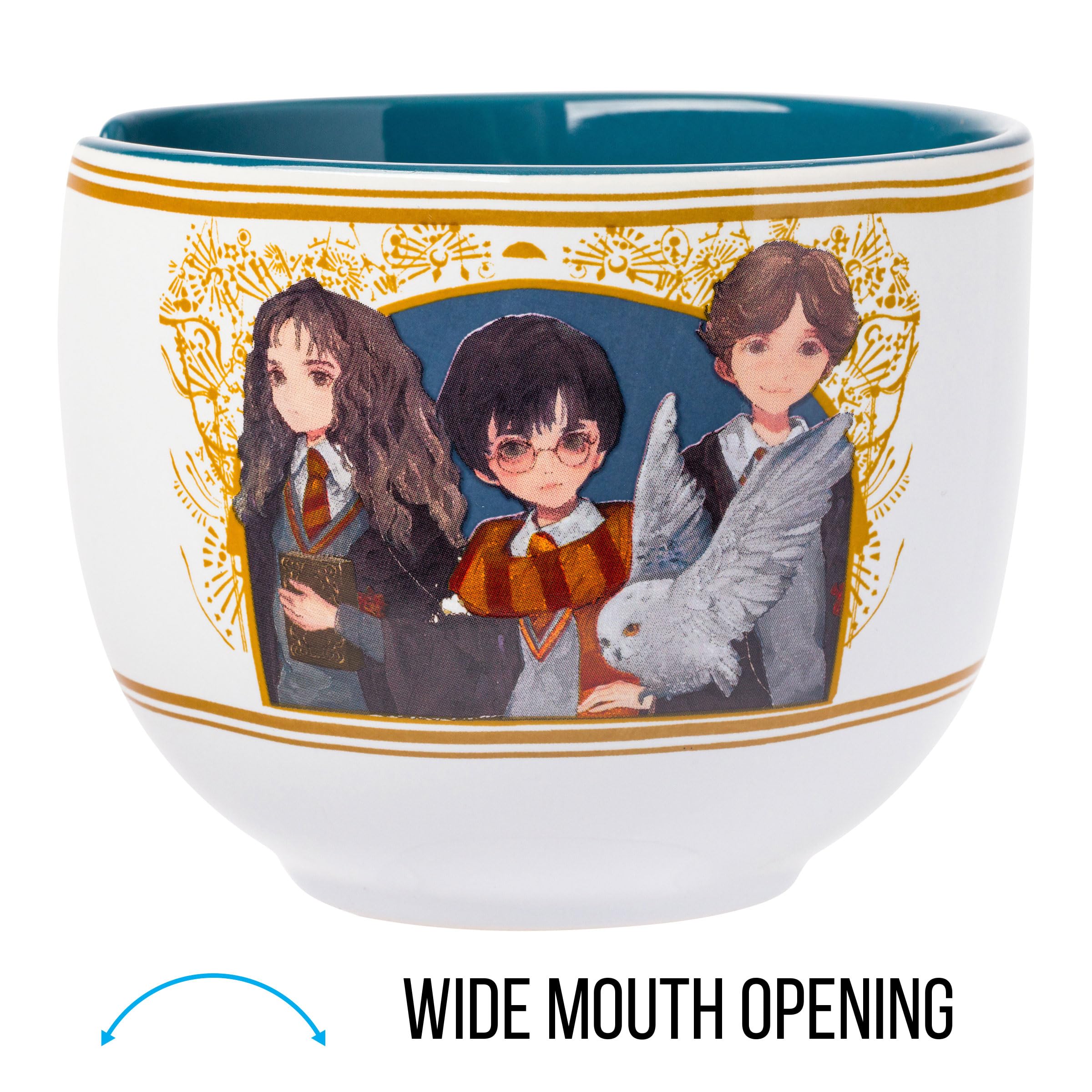 Silver Buffalo Harry Potter Trio Anime Style Ceramic Ramen Noodle Rice Bowl With Chopsticks, Microwave Safe, 20 Ounces