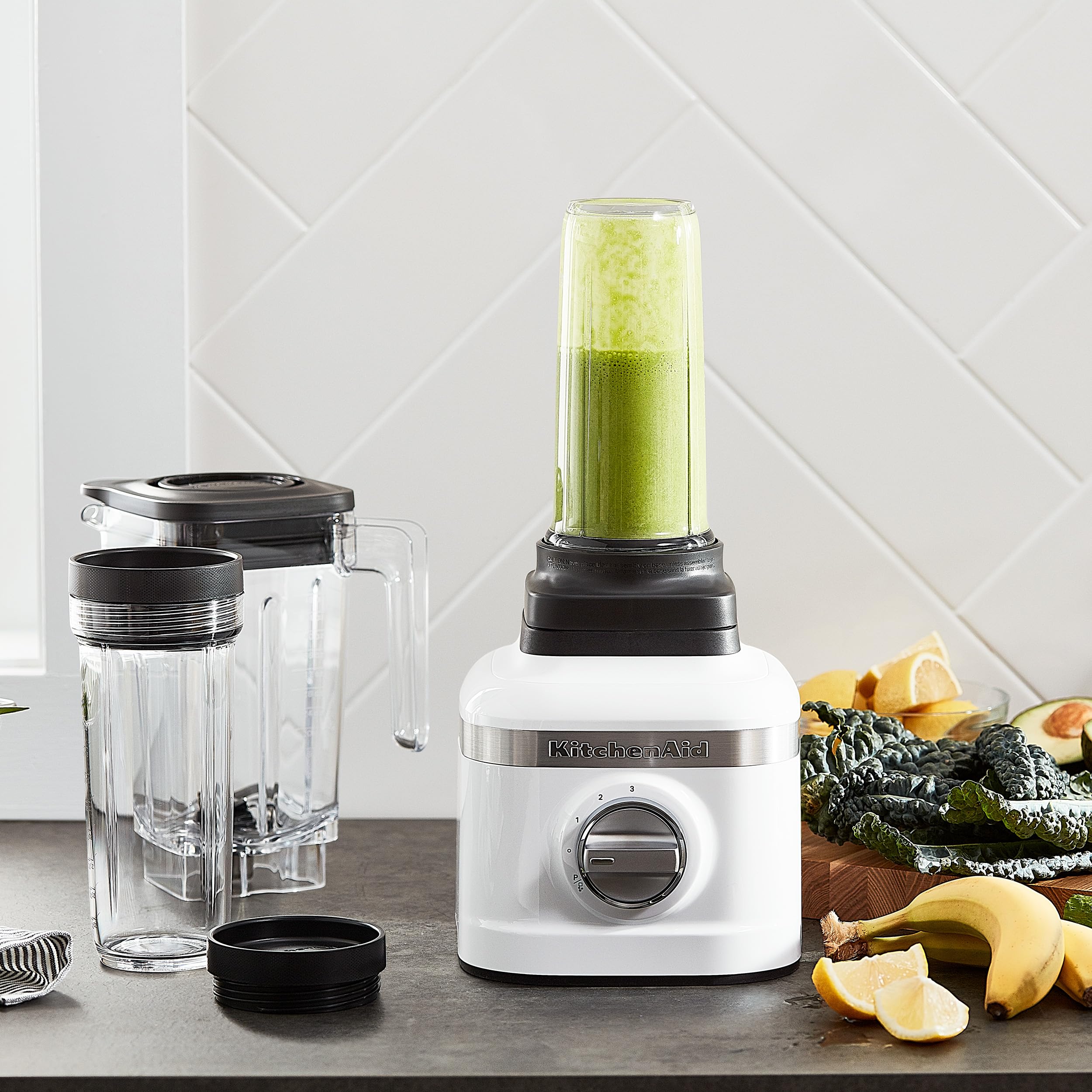 Kitchenaid K150 3 Speed Ice Crushing Blender With 2 Personal Blender Jars - Ksb1332Y - White, 48 Oz