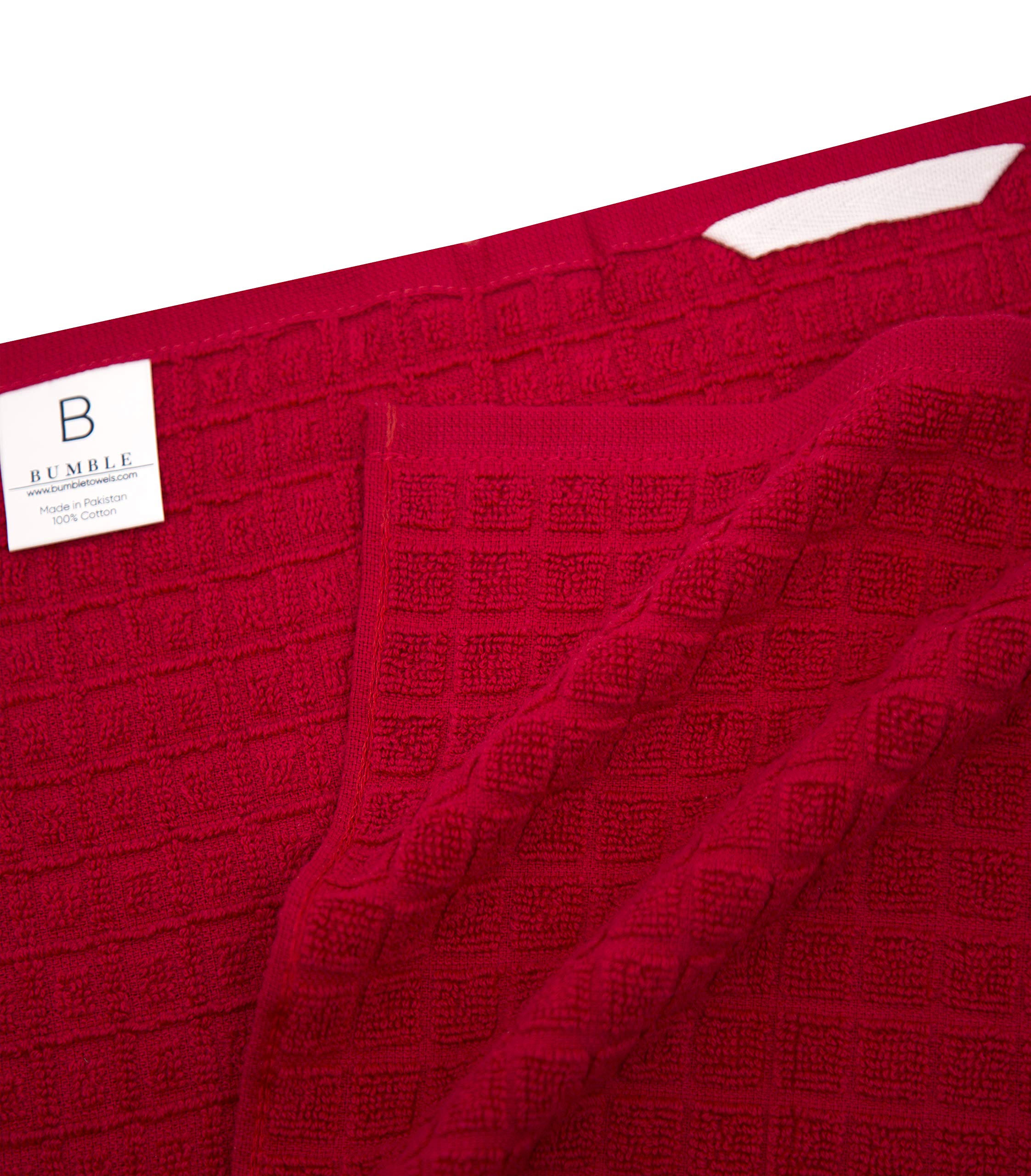 Premium Kitchen Towels (20?x 28?  6 Pack) - Large Cotton Kitchen Hand Towels - Flat & Terry Towel - Highly Absorbent Tea Towels Set with Hanging Loop (Red Check)