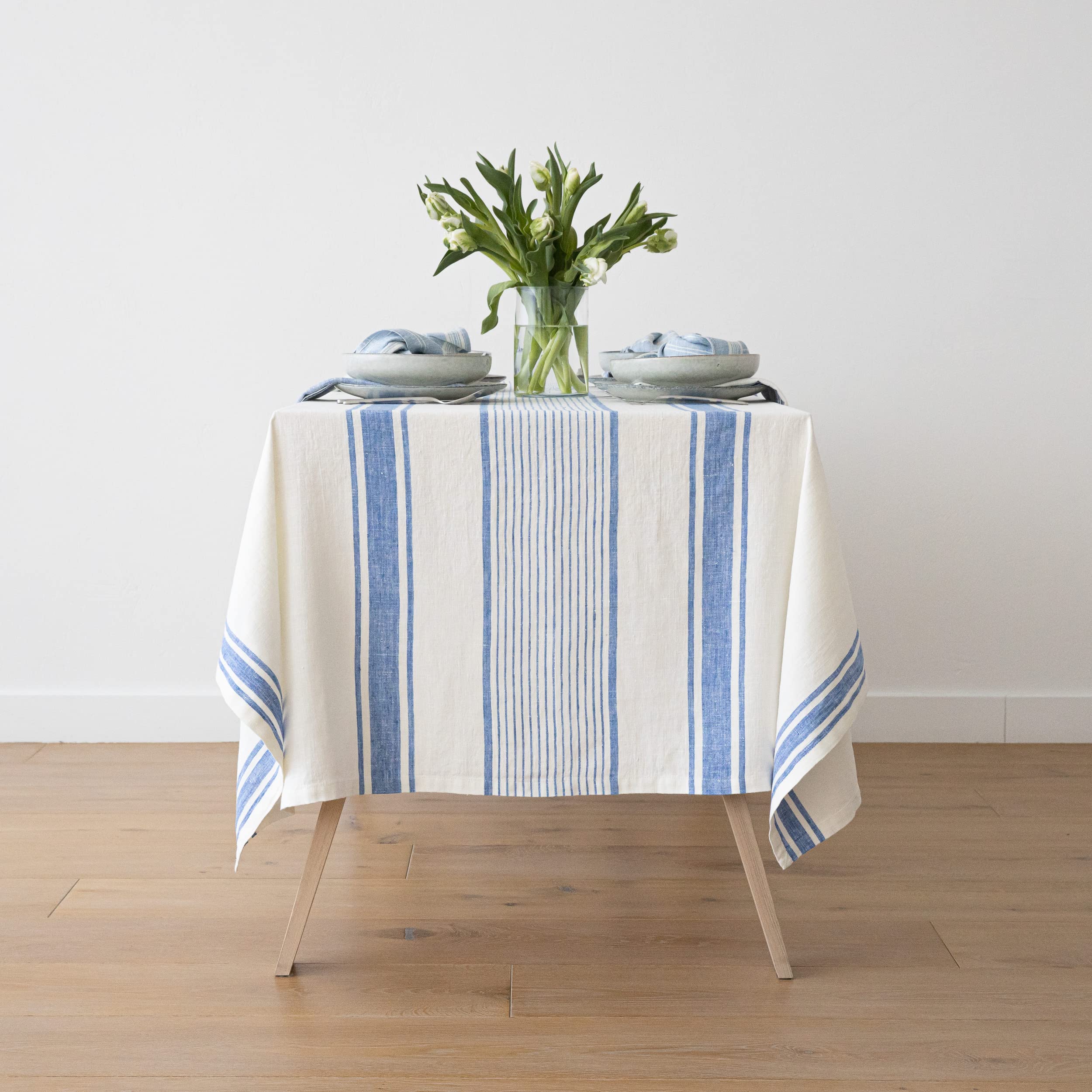 Linenme Linen Tablecloth Blue Tuscany, 52    X 55