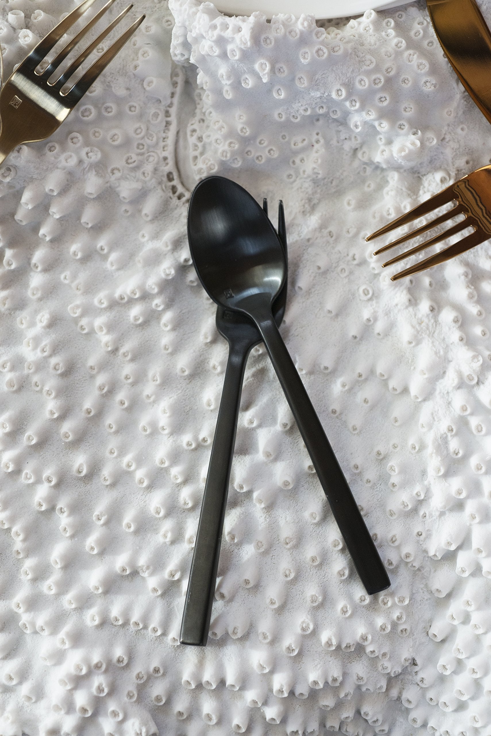 Fortessa Arezzo 18/10 Stainless Steel Flatware, 5 Piece Place Setting, Service For 1, Brushed Black - 5Pps-1656B-05
