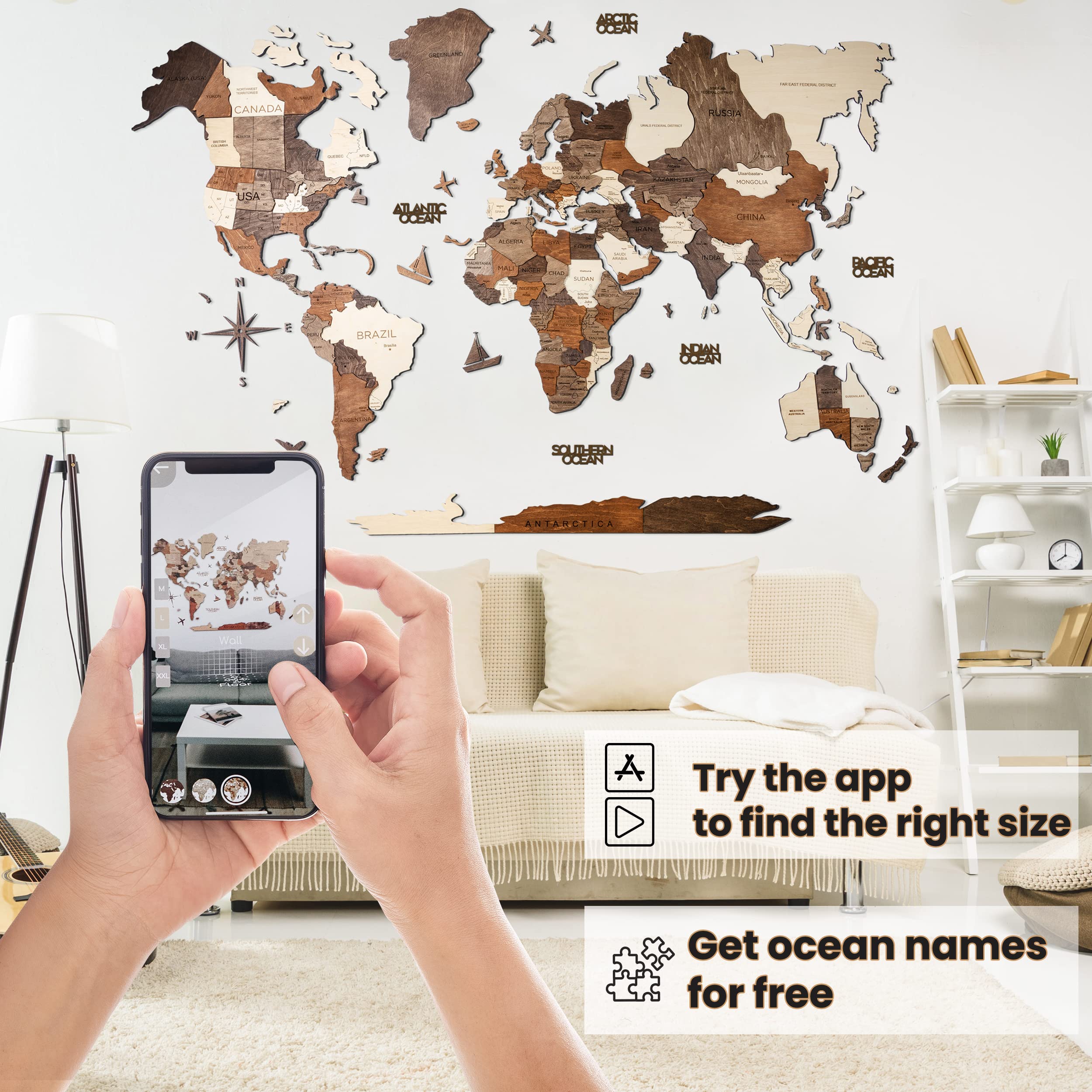 Enjoy The Wood 3D Wood World Map Wall Art Large Wood Wall D  Cor Housewarming Gift Idea Wood Wall Art World Travel Map For Home