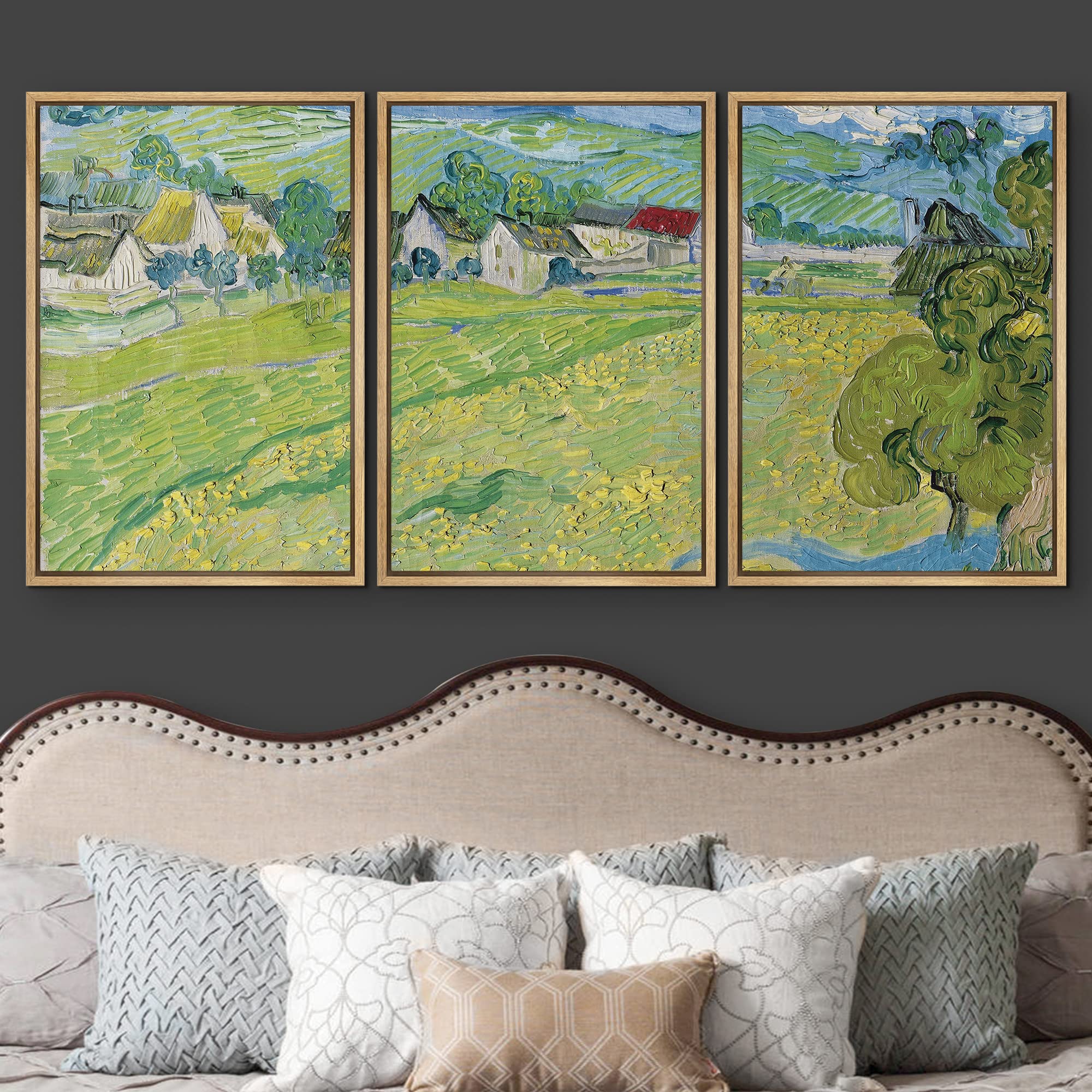 Wall26 Framed Canvas Print Wall Art Set View Of Vessenots Near Auvers Vincent Van Gogh Classical Illustrations Fine Art Decorati