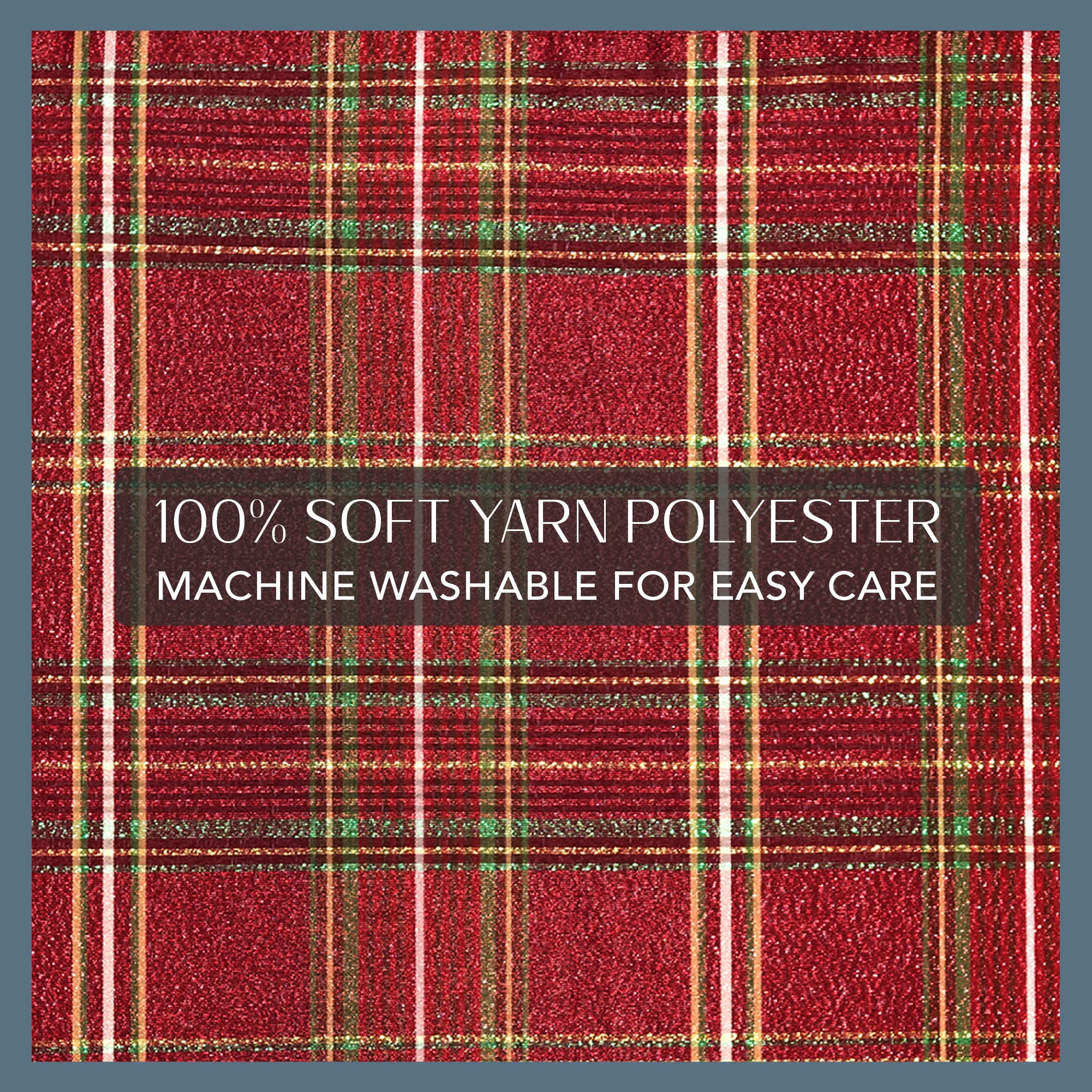 Elrene Home Fashions Shimmering Plaid Holiday Fabric Tablecloth, 60'' X 102'', Red