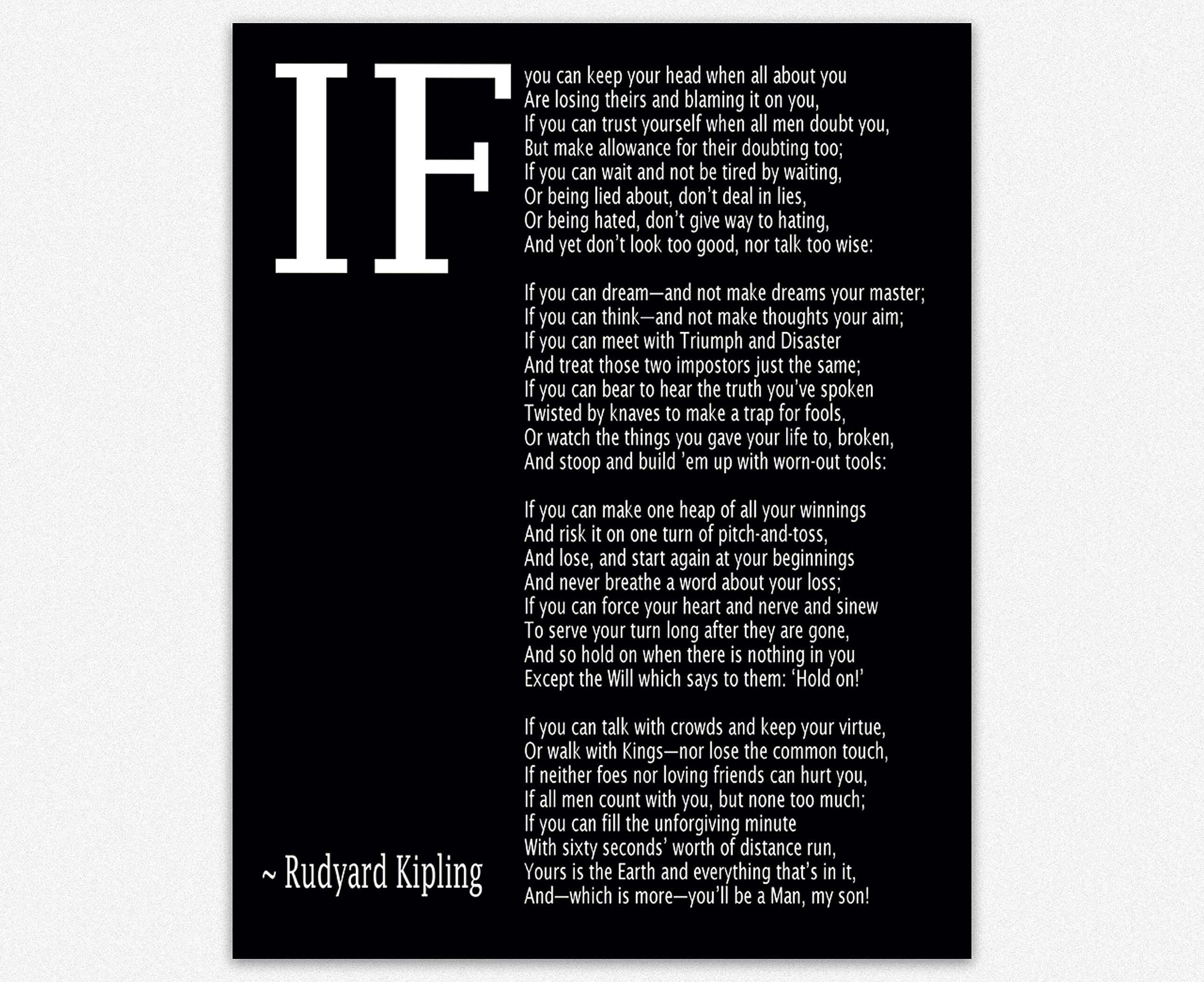 Wallbuddy If Poem Invictus Poem And Desiderata Inspirational Poems Set Of 3 (8.3 X 11.7 (A4), Matt Black)
