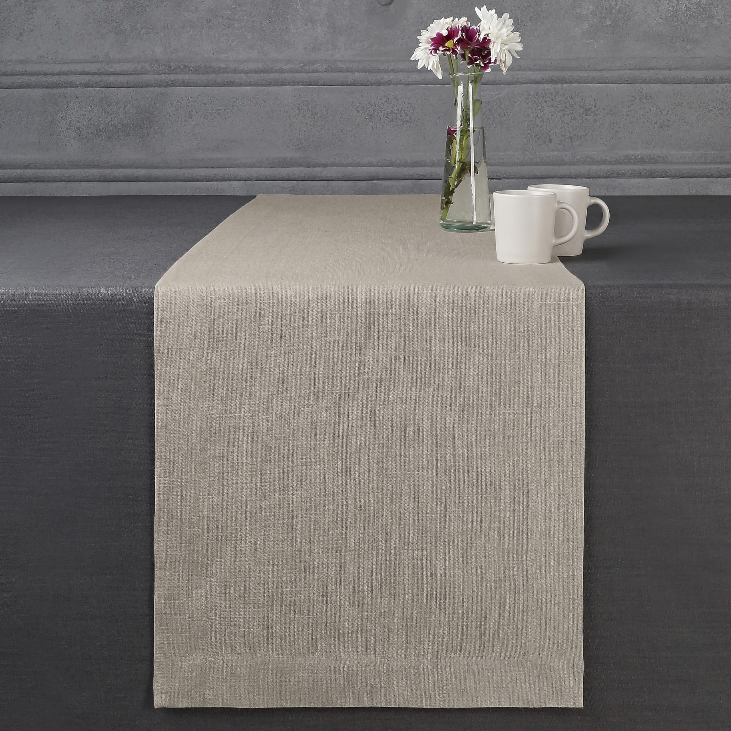 D'Moksha Linen Table Runner 120 Inches Long, Charcoal Grey Table Runner, Fall Table Runner, Long Table Runner For Thanksgiving,