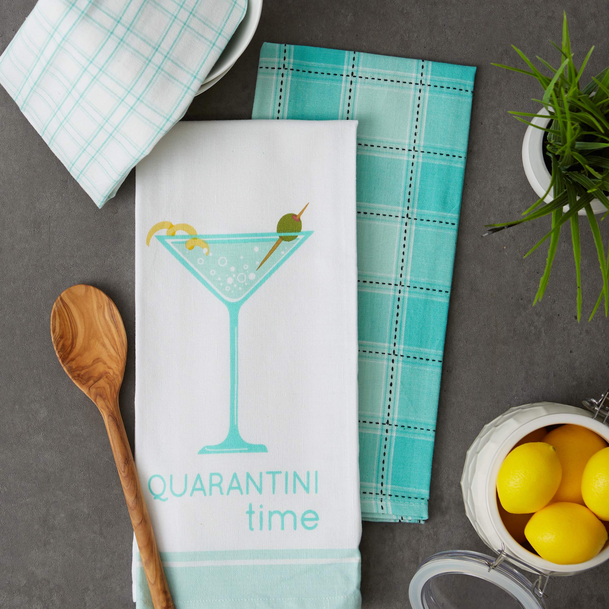 Dii Quarantine Collection Dishtowel Set, Quarantini, 18X28, 3 Piece
