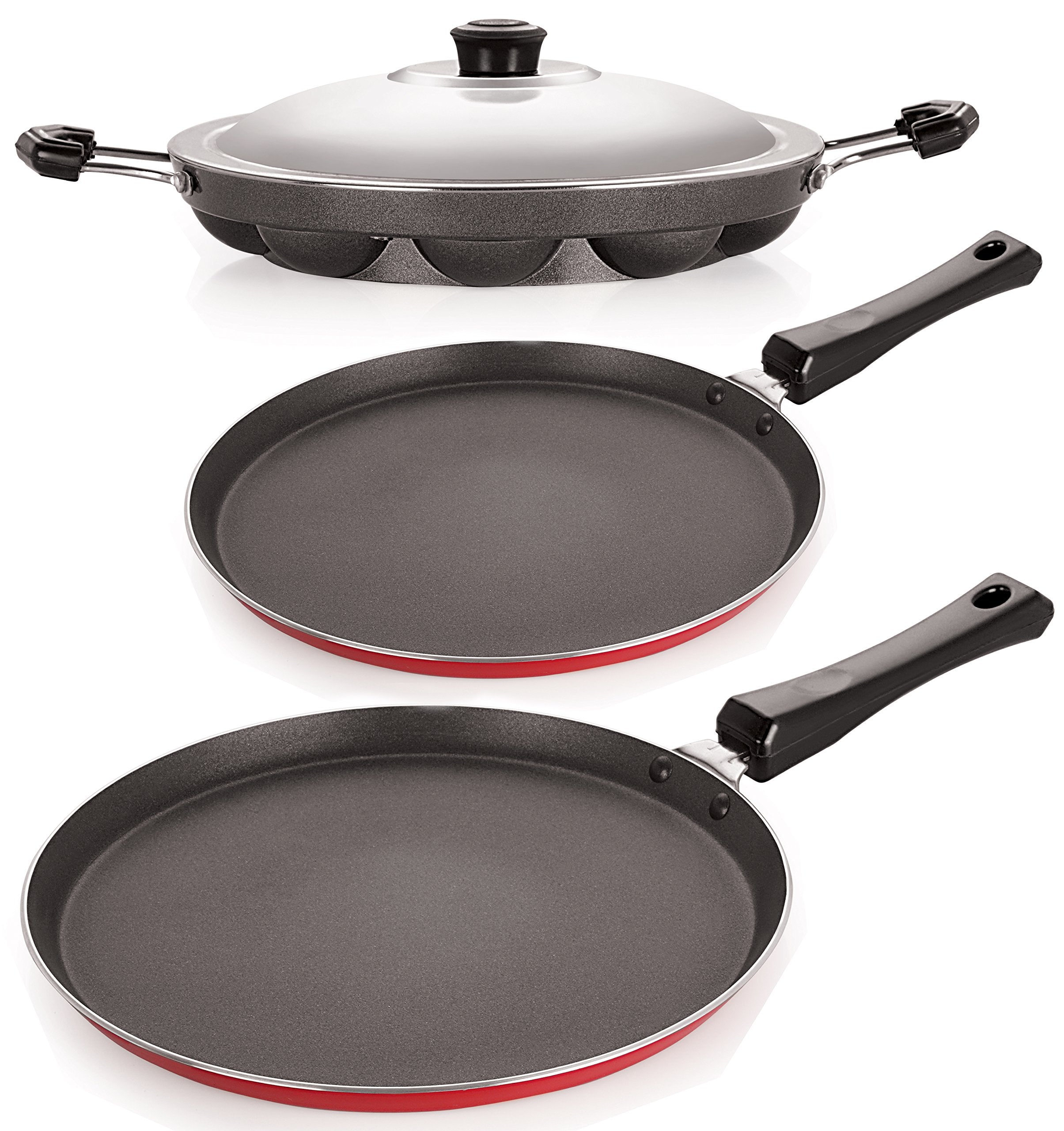 Nirlon Pfoa Free NonStick Coated Pure Aluminium Cookware Combo Utencil Gift Set Offer, Multicolor