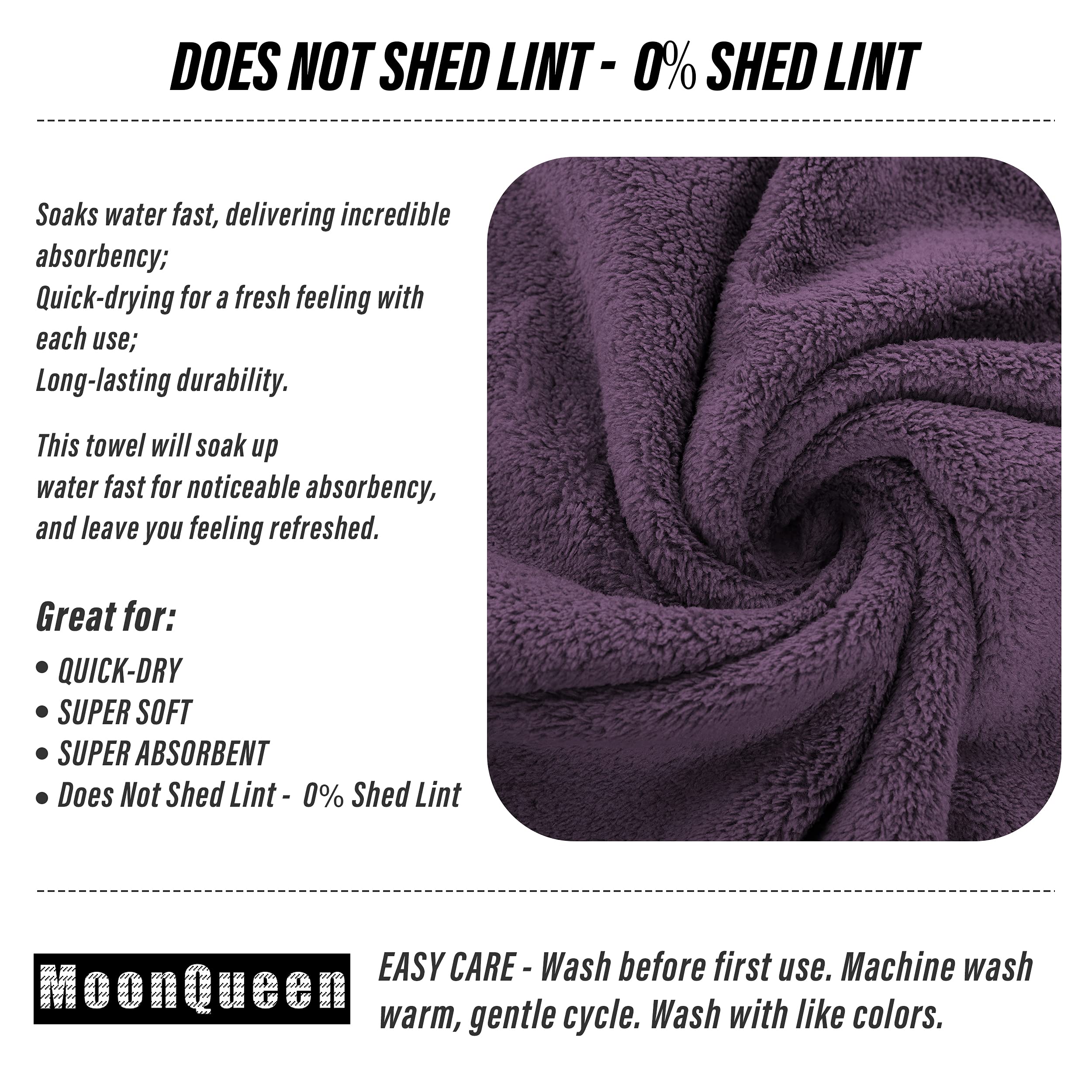 MOONQUEEN 6 Pack Premium Hand Towels - Quick Drying - Microfiber Coral Velvet Highly Absorbent Towels - Multipurpose Use as Hotel  Bathroom  Shower  Spa  Hand Towel 16 x 28 inches (Plum)