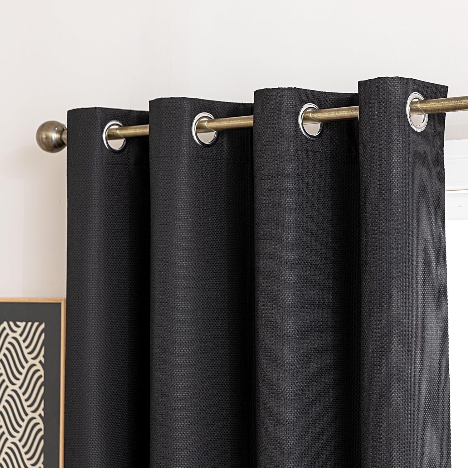 Printed Modern Farmhouse Blackout Curtains for living Room - Black
