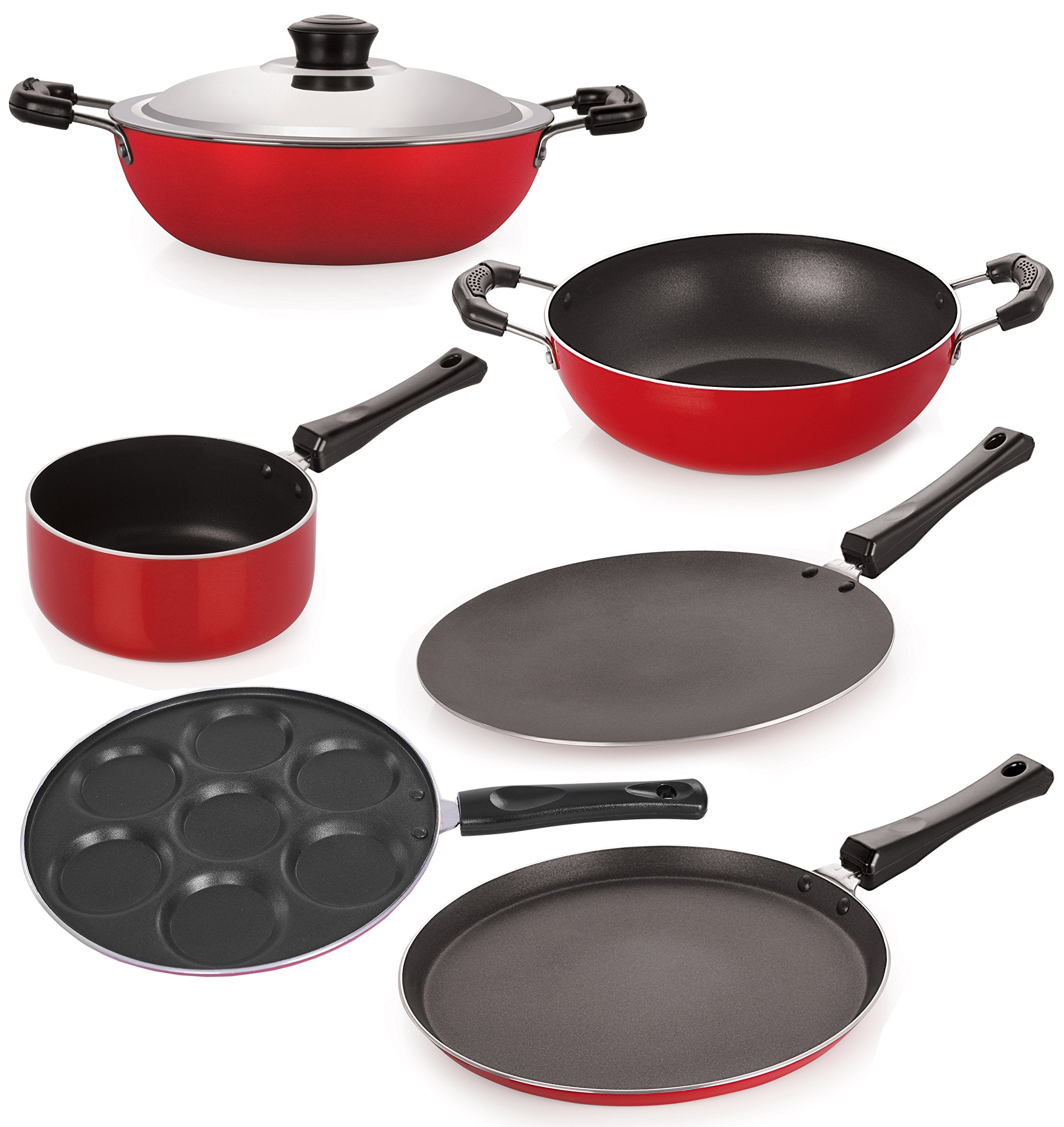 Nirlon NonStick Pfoa Free 6 Piece Aluminium Kitchen Utencils With Steel Lid