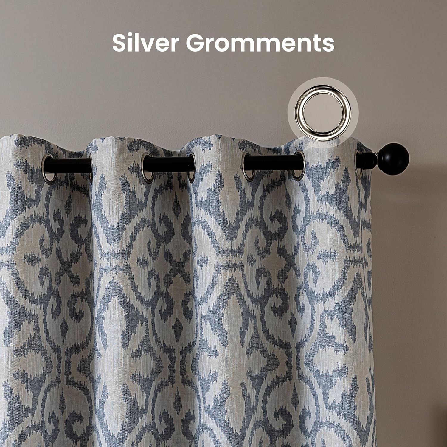 Jacquard Washble Thermal Blackout Curtains for Living Room & Bedroom
