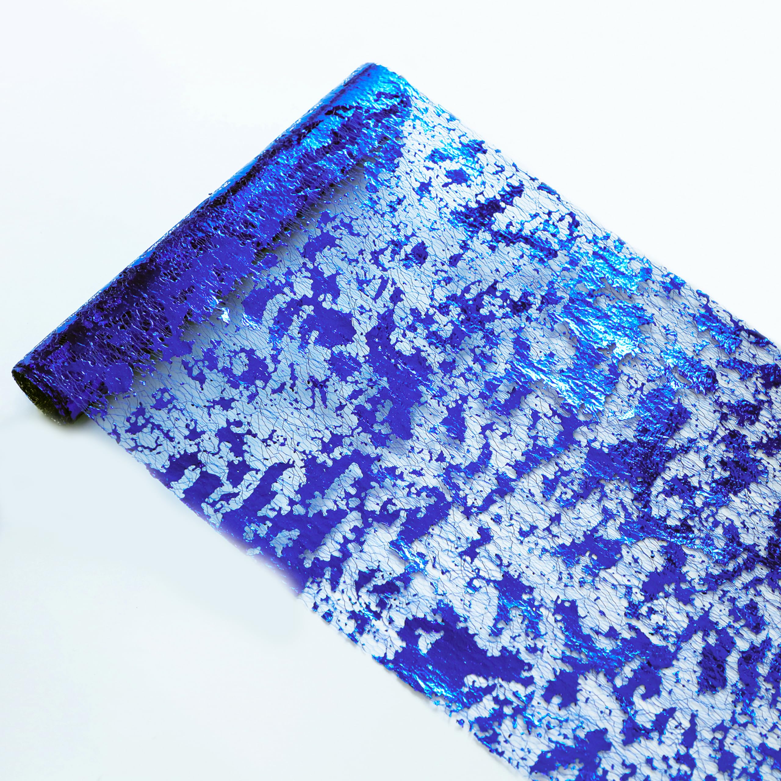 Snowkingdom 2 Pieces Royal Blue Table Runner, Sequin Glitter Foil Metallic Thin Mesh Table Runner Roll 11''X108'' Blue Table Dec