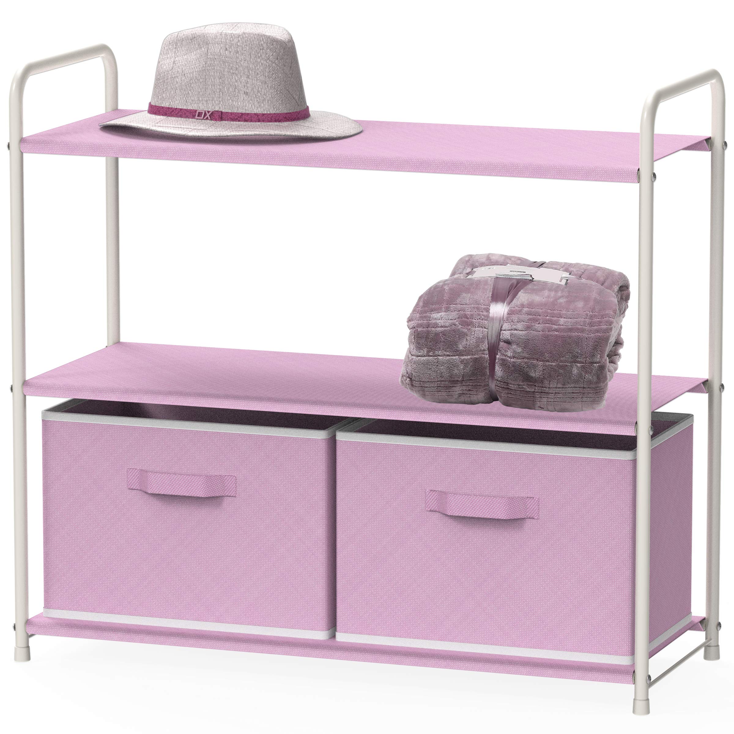 Simple Houseware 3-Tier Closet Storage With 2 Drawers, Pink