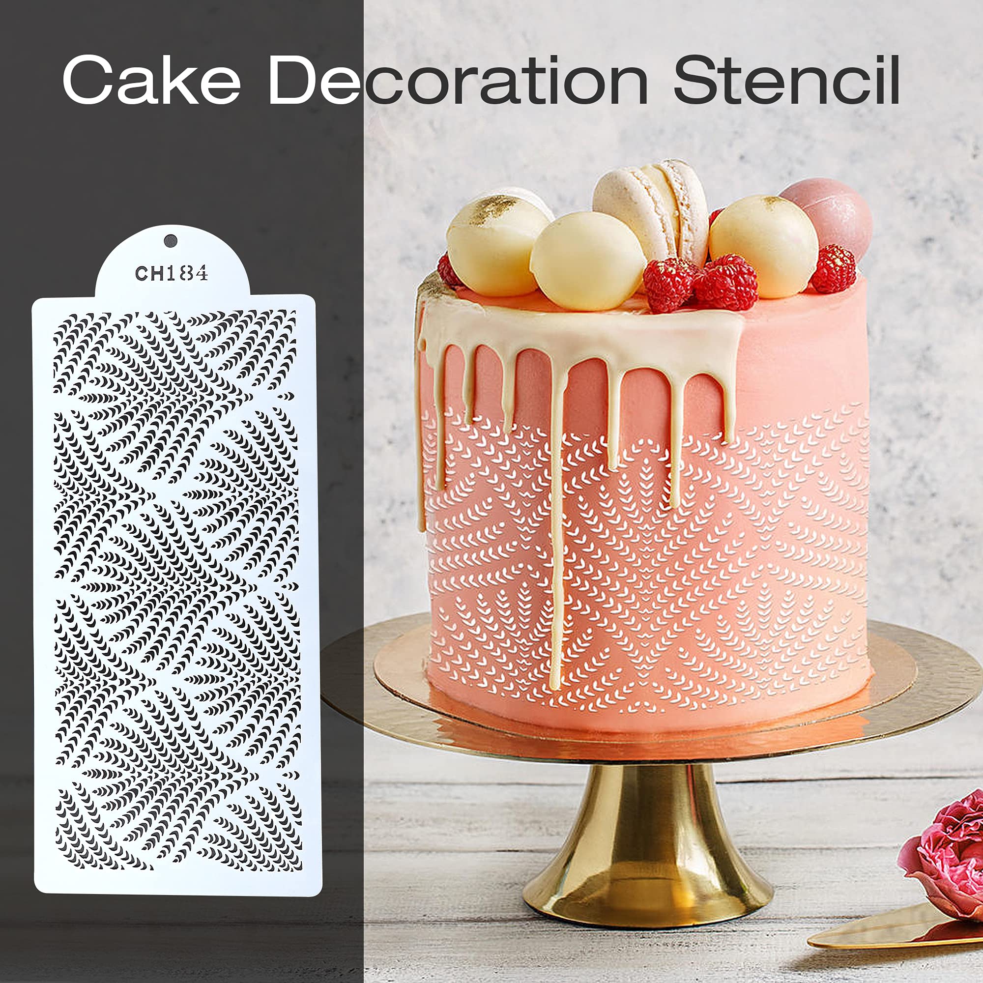 6Pcs Cake Decorating Stencils, 13.8 X 6 Inch Cake Stencils Decorating Buttercream, Spray Floral Cake Stencils Templates, Plastic