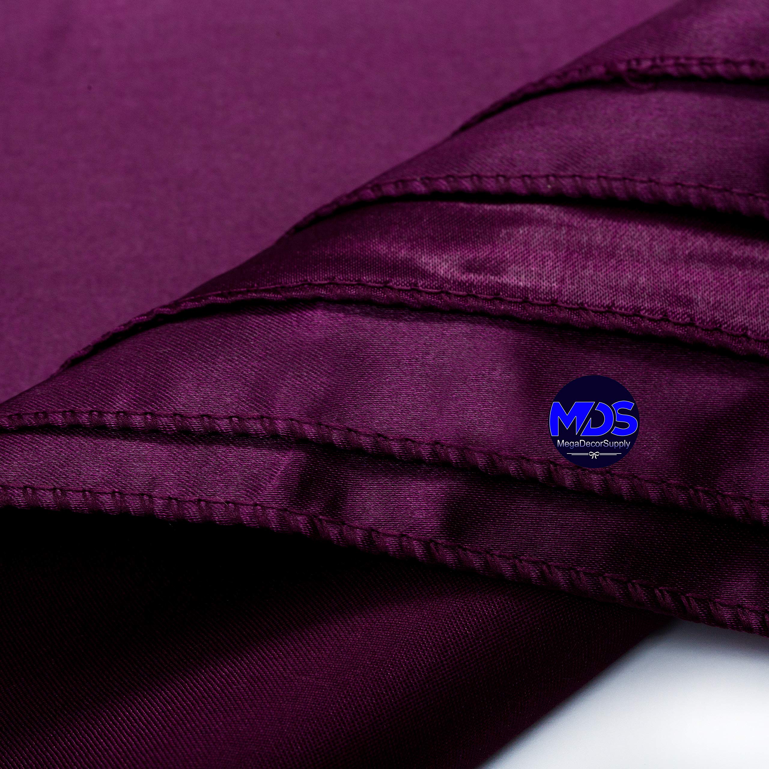 Mds Pack Of 25 Wedding Satin 12''X 12'' Square Dinner Napkin Or Handkerchief For Wedding Banquet Decoration - Eggplant
