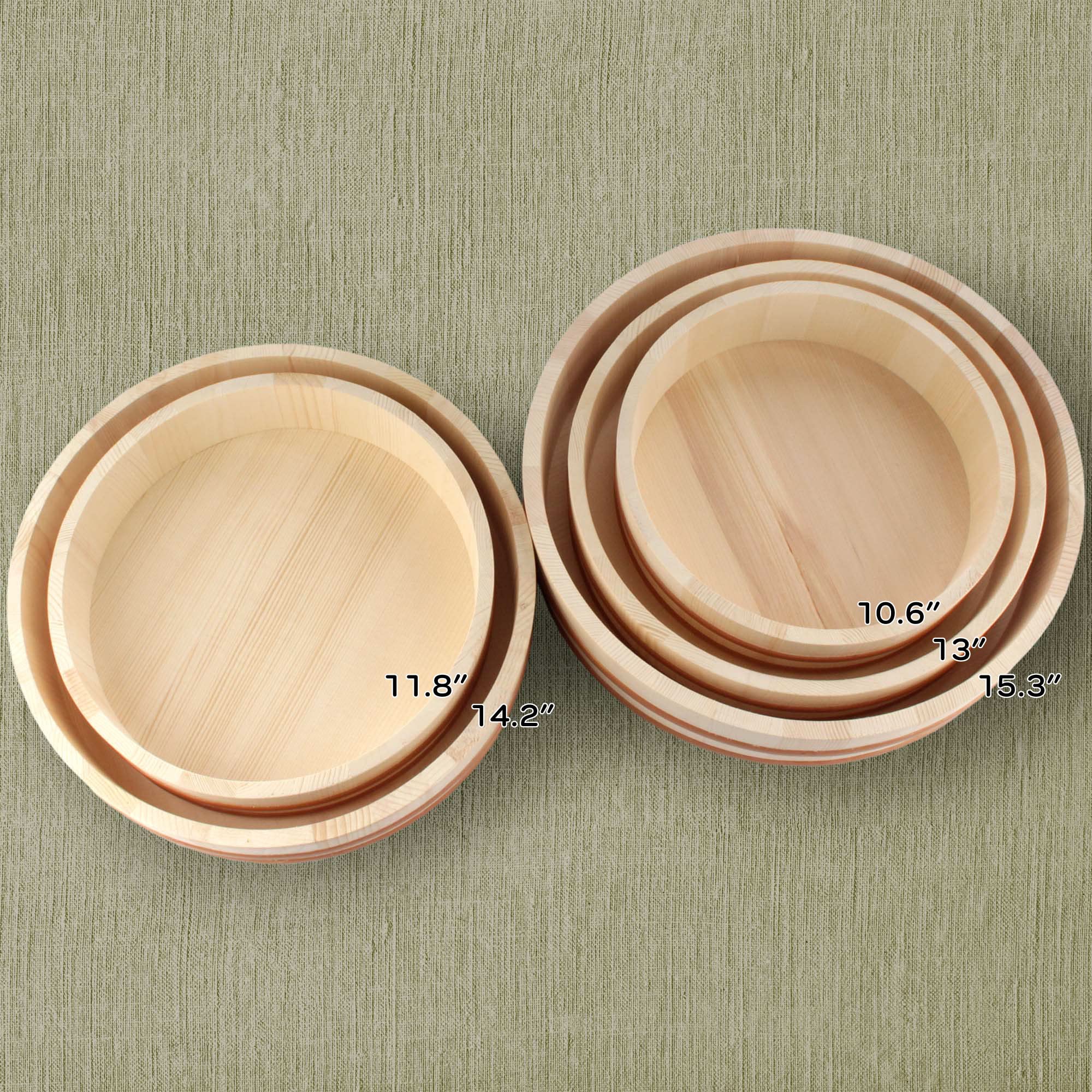 Bamboomn 15.3'' Hangiri Oke Sushi Rice Cooling Bowl/Tub, 1 Piece - Jumbo