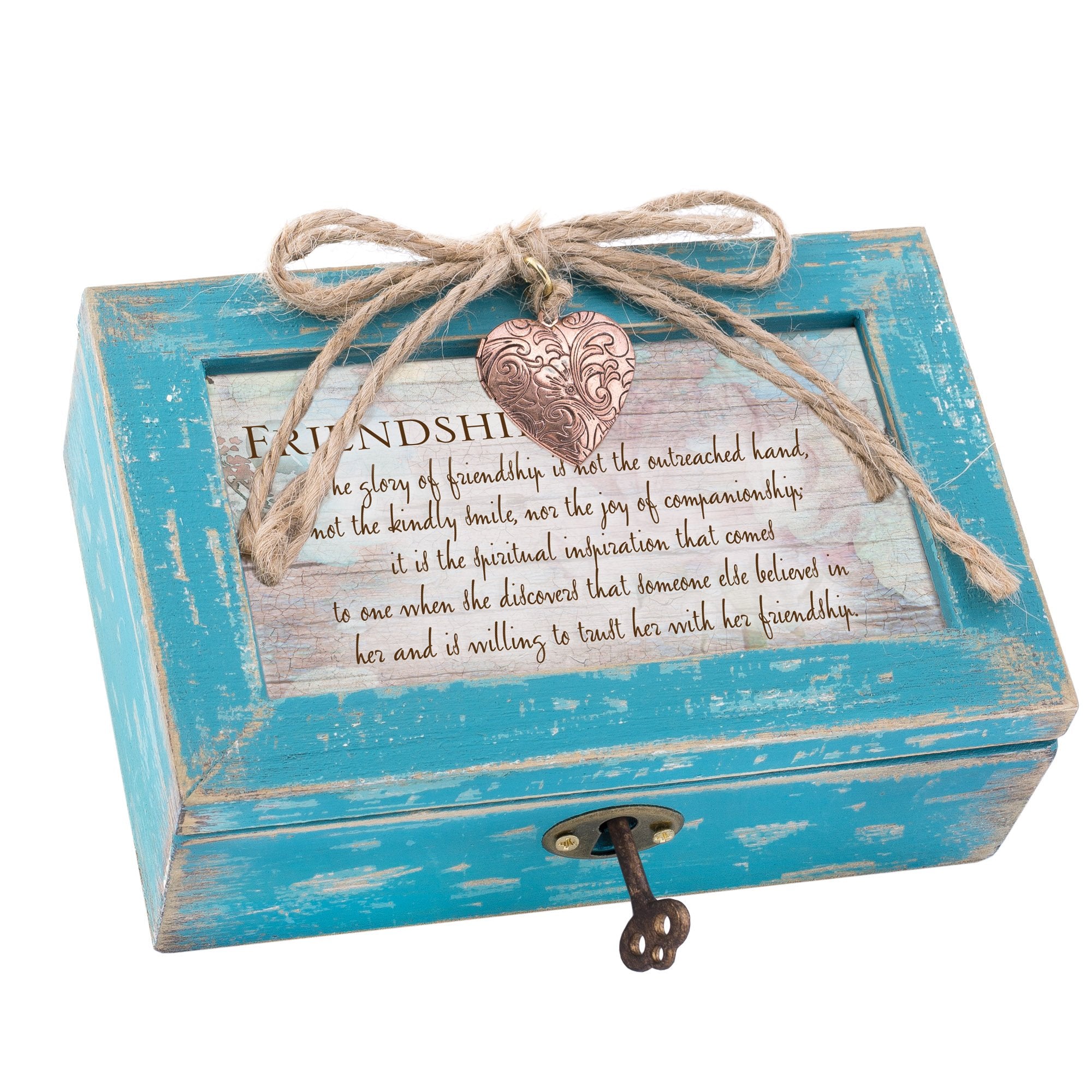 Cottage Garden Glory of Friendship Teal Locket Petite Music Box Plays Thats What Friends are for