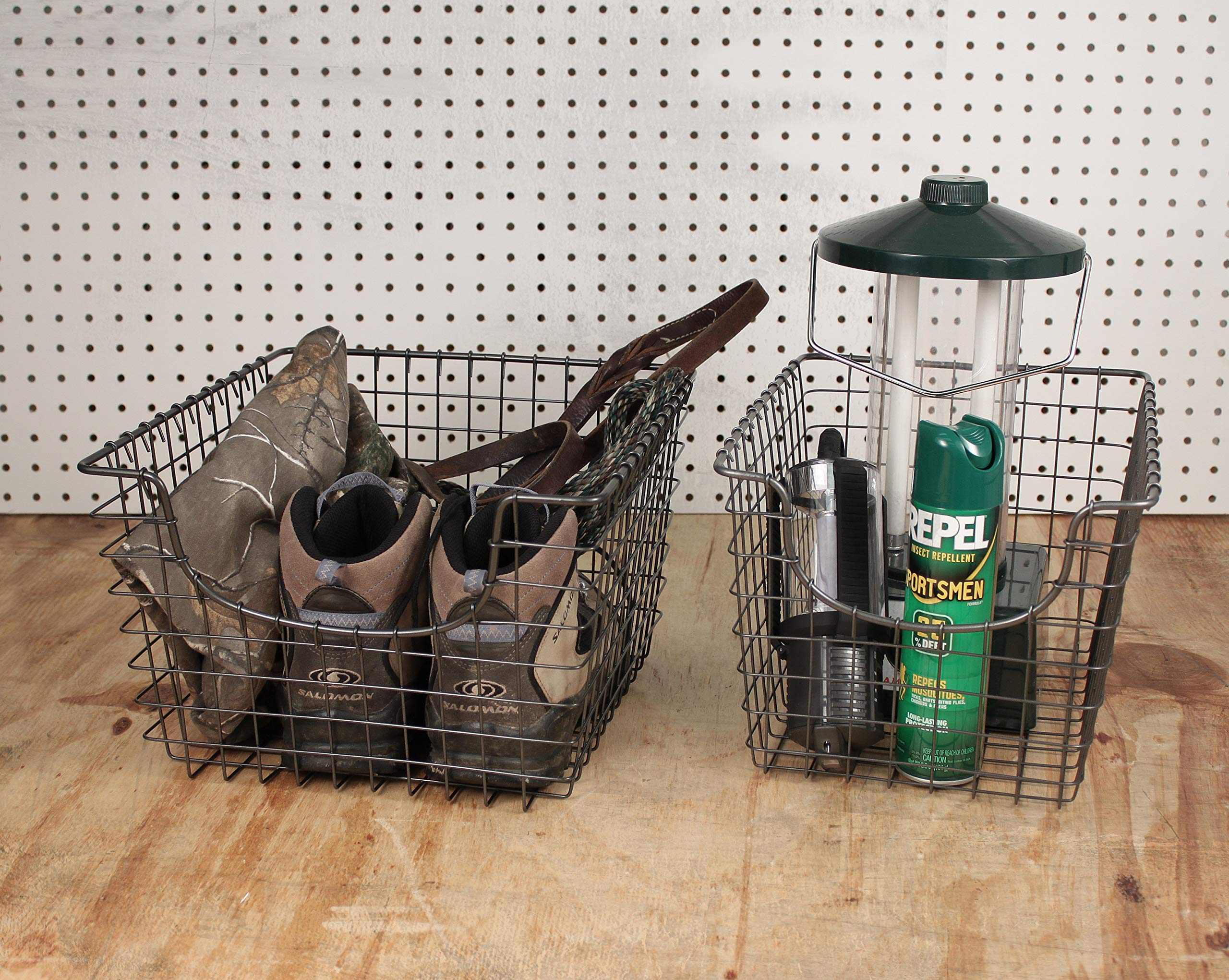 Spectrum Diversified Scoop Wire Basket, Vintage-Inspired Steel Storage Solution For Kitchen, Pantry, Closet, Bathroom, Craft Roo