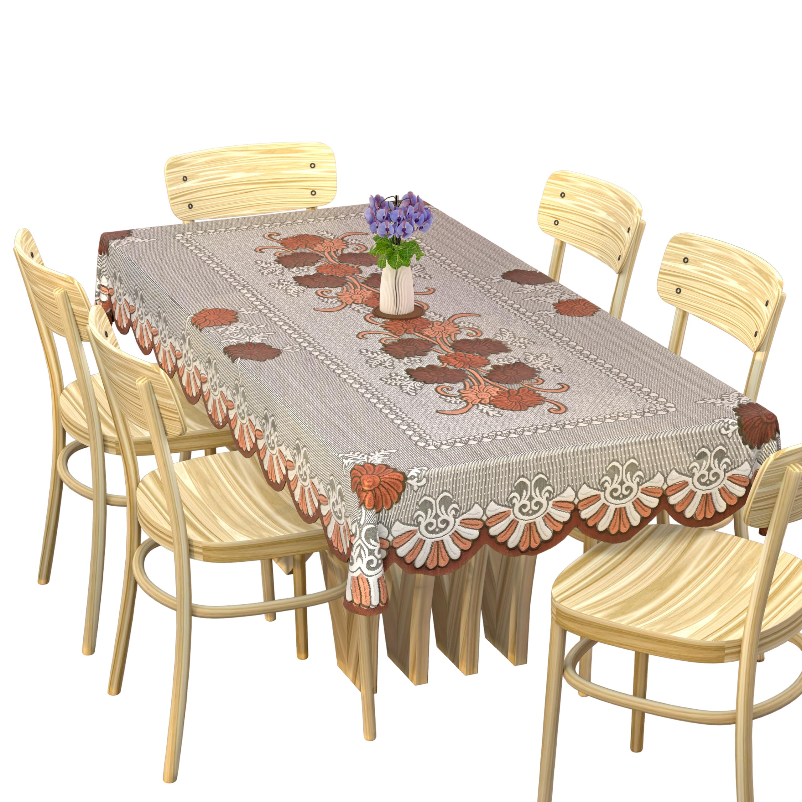 Kuber Industries Dining Rectangular Table Cover 6 Seater|Table Cover Cotton (Brown)