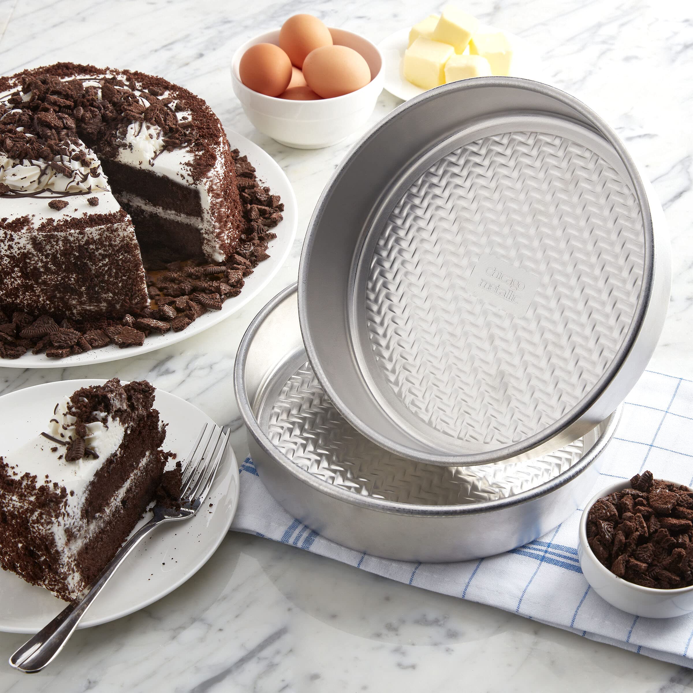 Chicago Metallic Aluminum Round Cake Pans, 9-Inch, Set Of 2, Silver