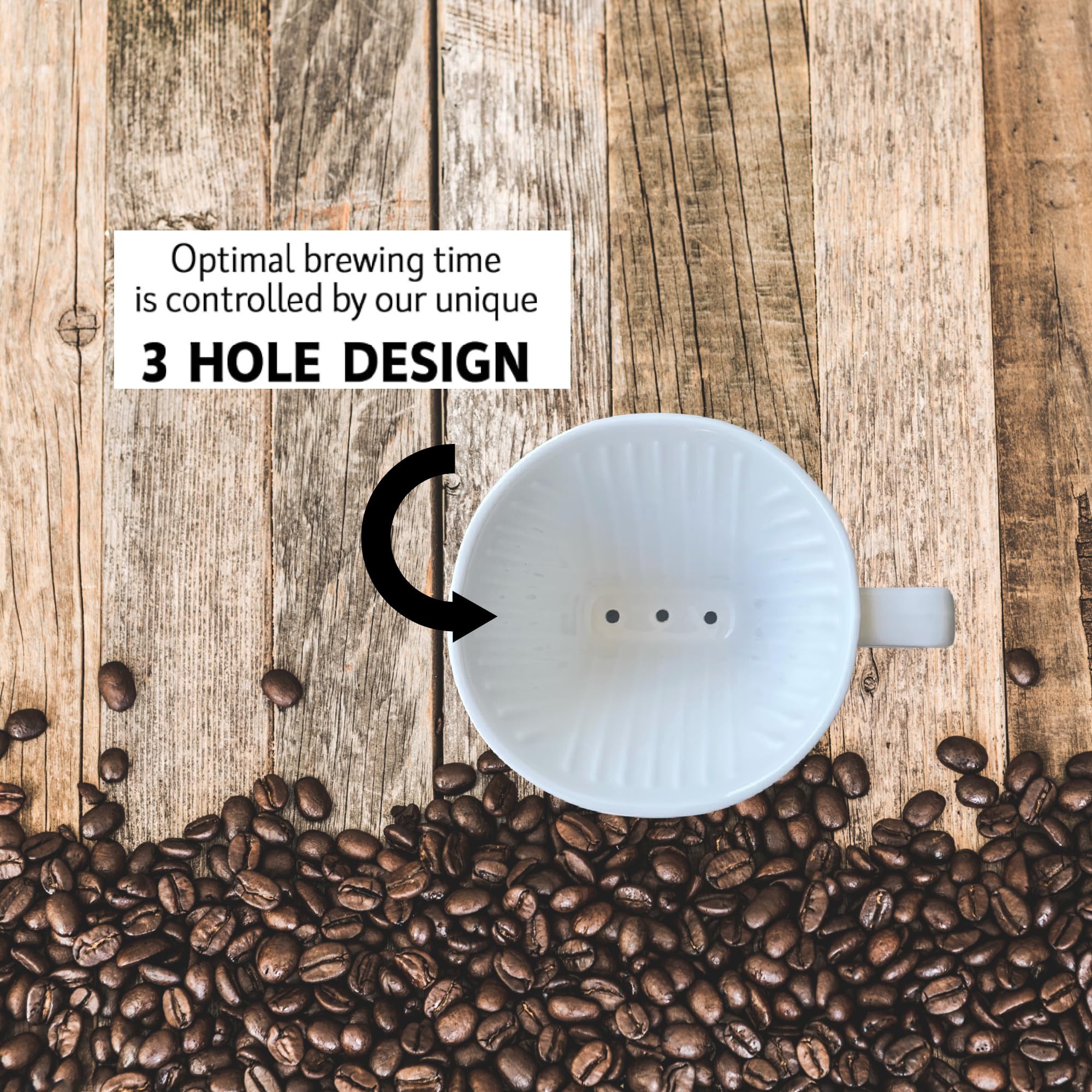 Black Lab Coffee Pour Over Single Cup Ceramic Brewer With Melitta Filters By Simply Charmed (Black Lab)